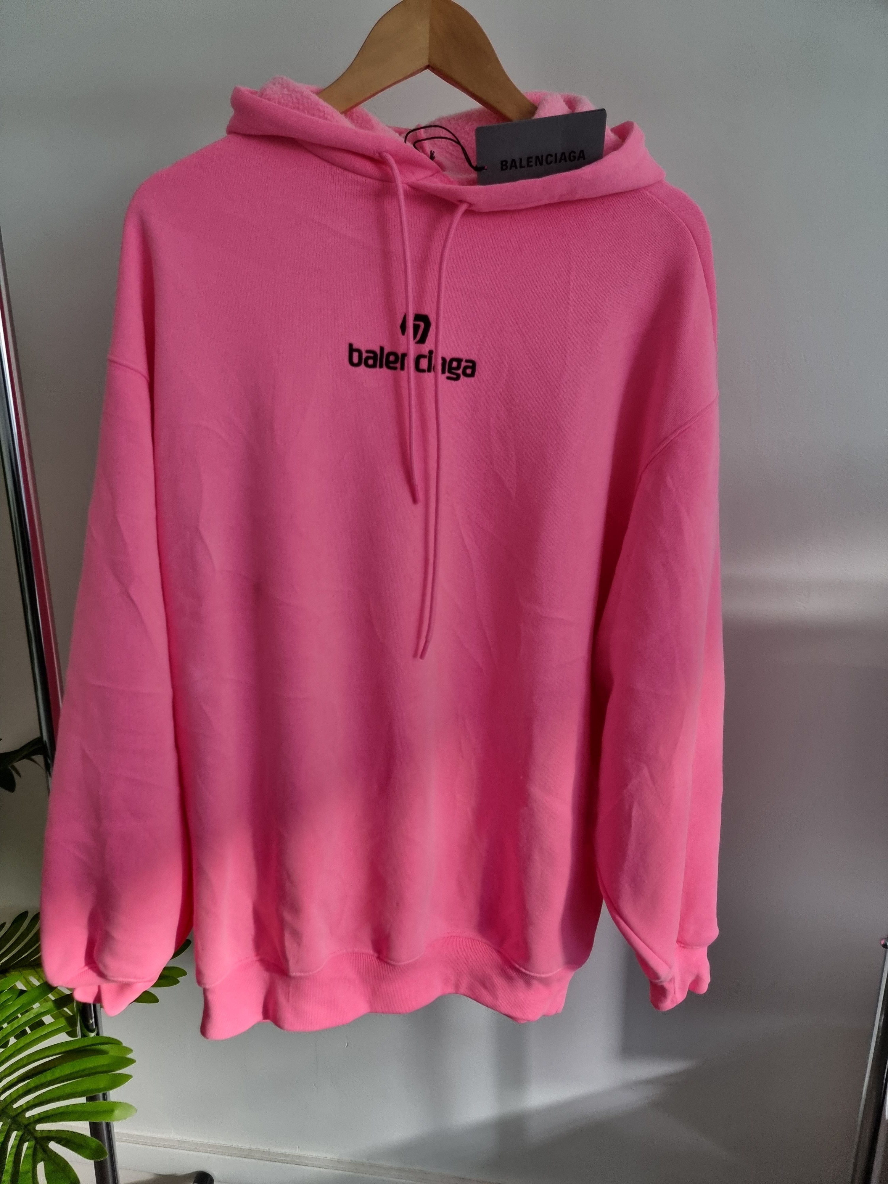 image of Balenciaga Logo Pink Hoodie, Men's (Size XS)