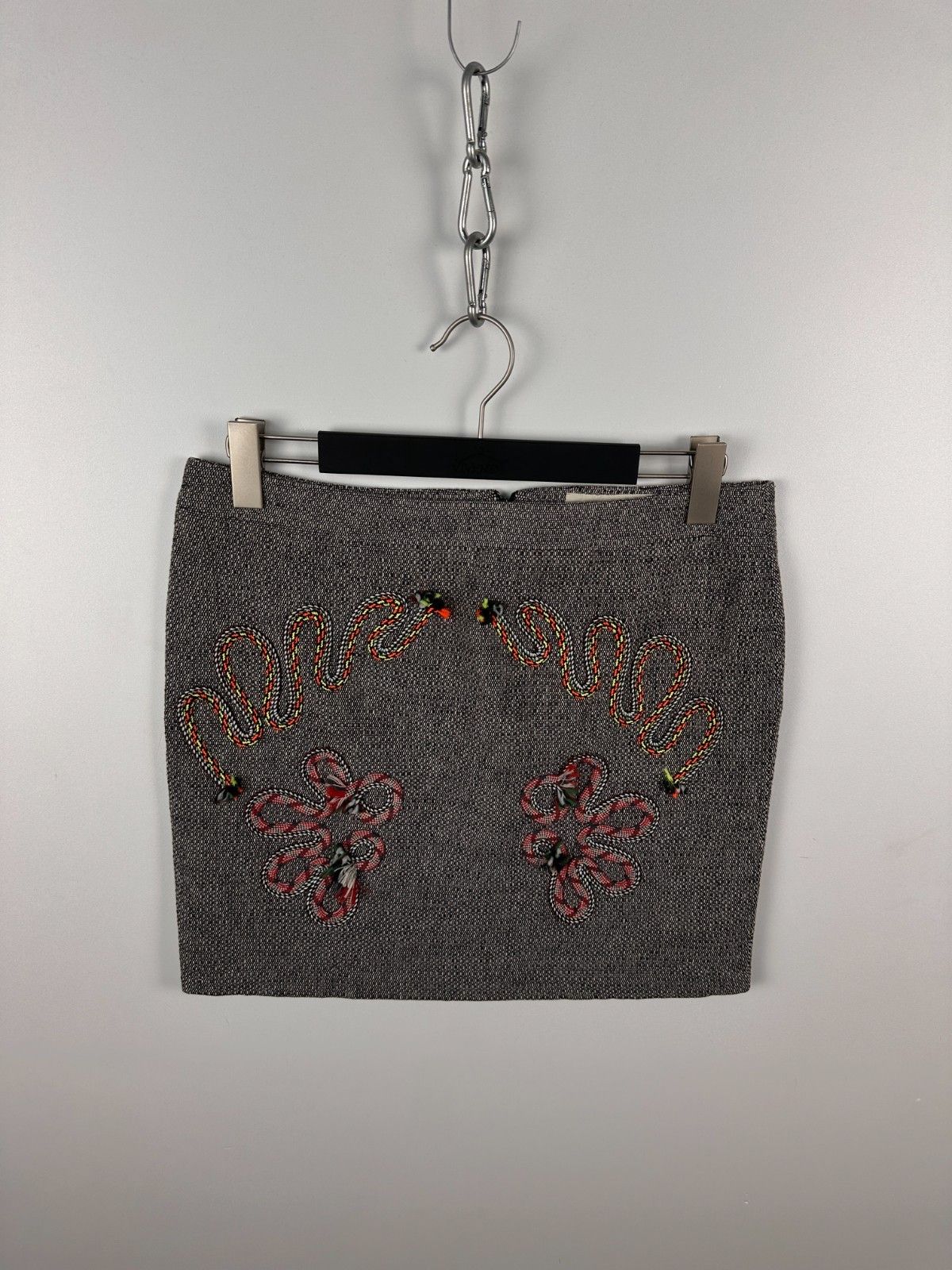 Stella McCartney Stella McCartney Wool Mini Skirt Embroidery Print Grey Size 30" / US 8 / IT 44 - 1 Thumbnail