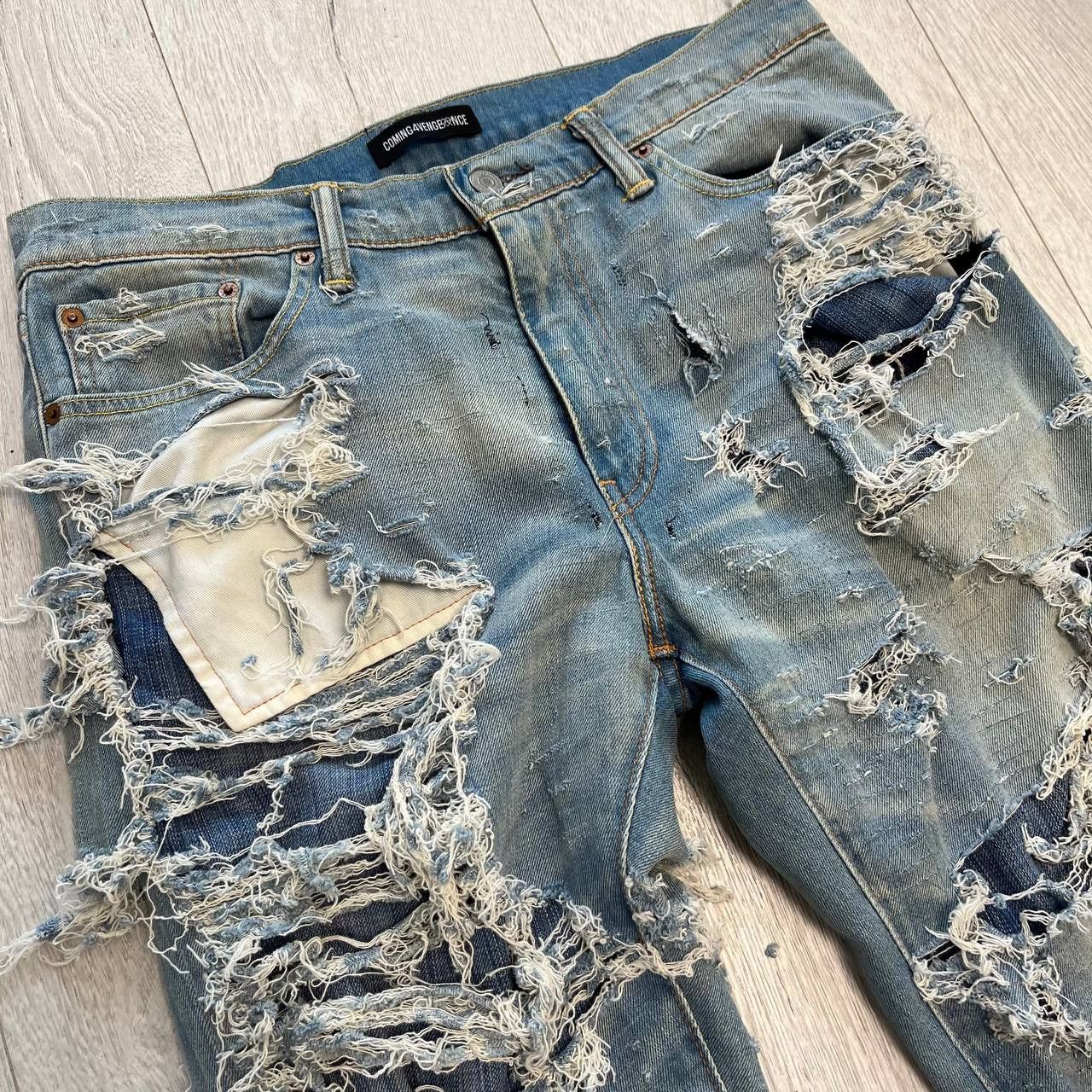 Levi's 🔥CRAZY LEVI’S 504 DISTRESSED HANDMADE DENIM COMING4VEGEANCE Size US 32 / EU 48 - 3 Thumbnail