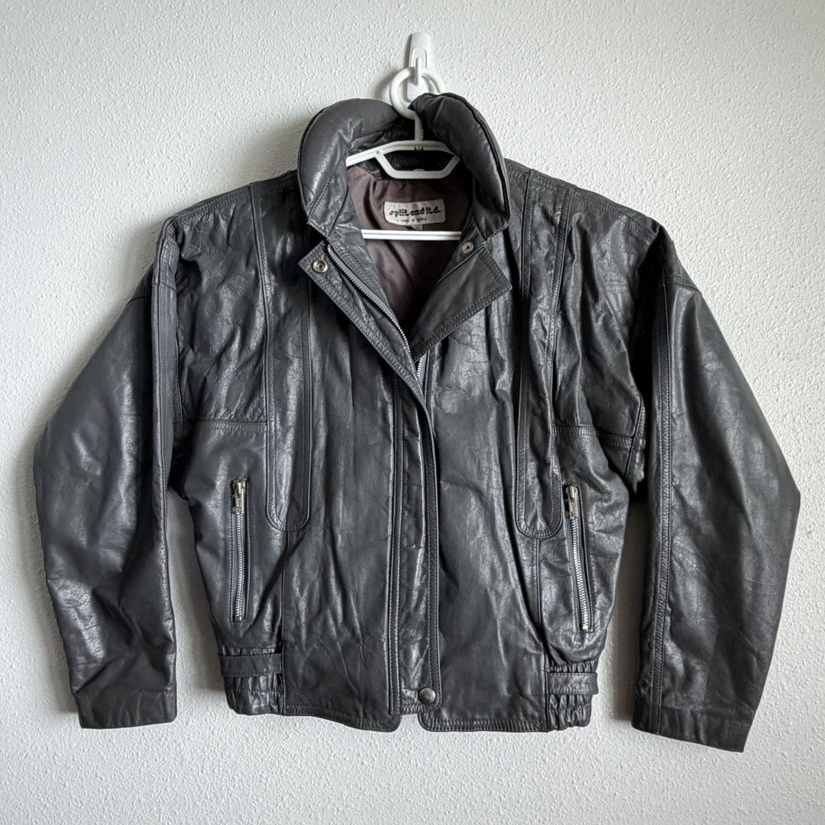 Other Vintage Split End Ltd 100% Leather Jacket Womens 9/10 Gray Size L / US 10 / IT 46 - 1 Thumbnail