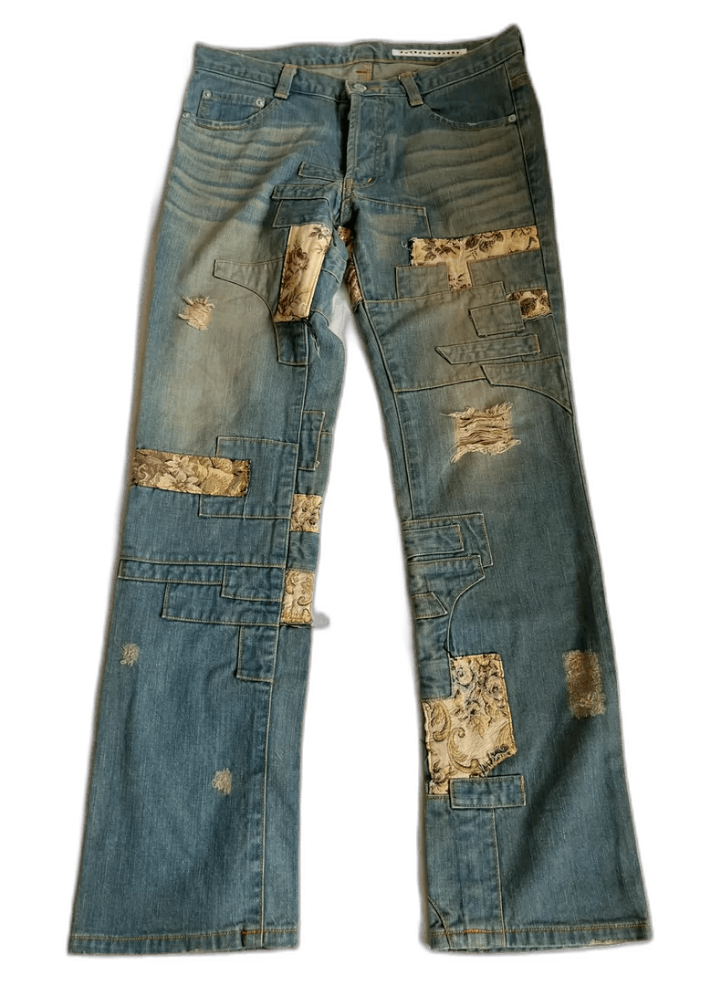 Yohji Yamamoto Vintage Floral Patchwork Denim Pants-2506 Size 28" / US 6 / IT 42 - 1 Thumbnail