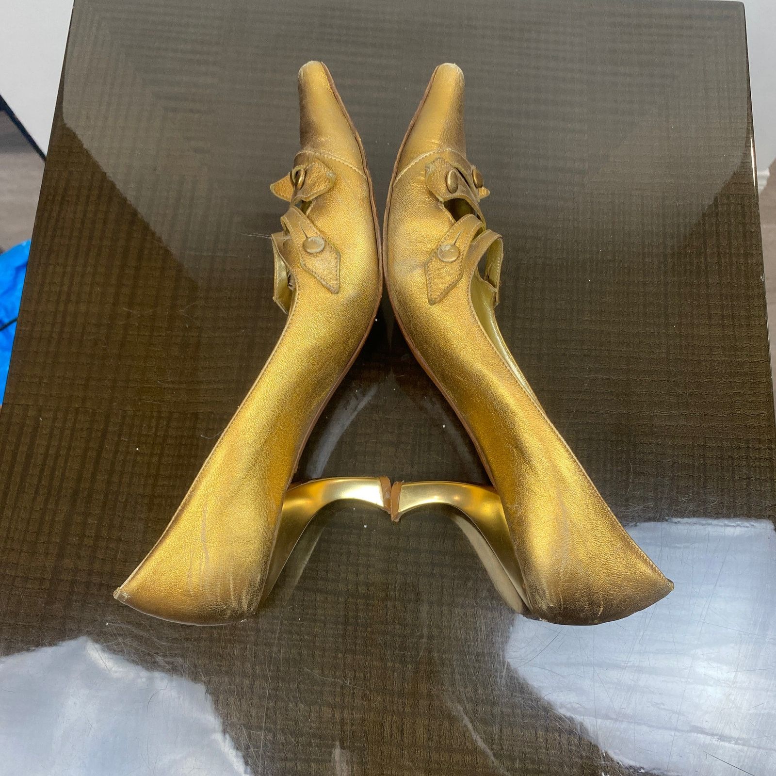 Etro Etro Nero 7787 Gold Pointed Toe Kitten Heels Women's 38 US 8 Size US 8 / IT 38 - 6 Thumbnail