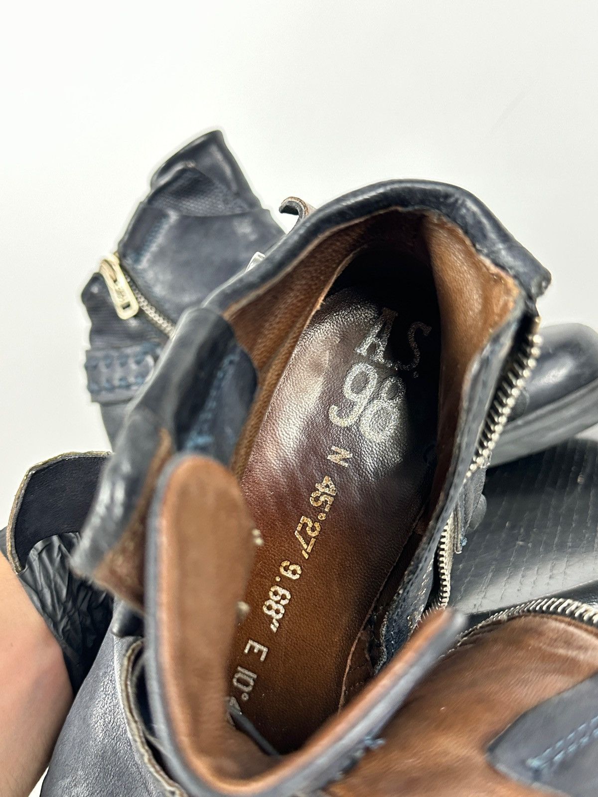 A.S.98 A.S.98. Airstep Navy Blue Leather Biker Ankle Boots Size US 8 / IT 38 - 23 Thumbnail