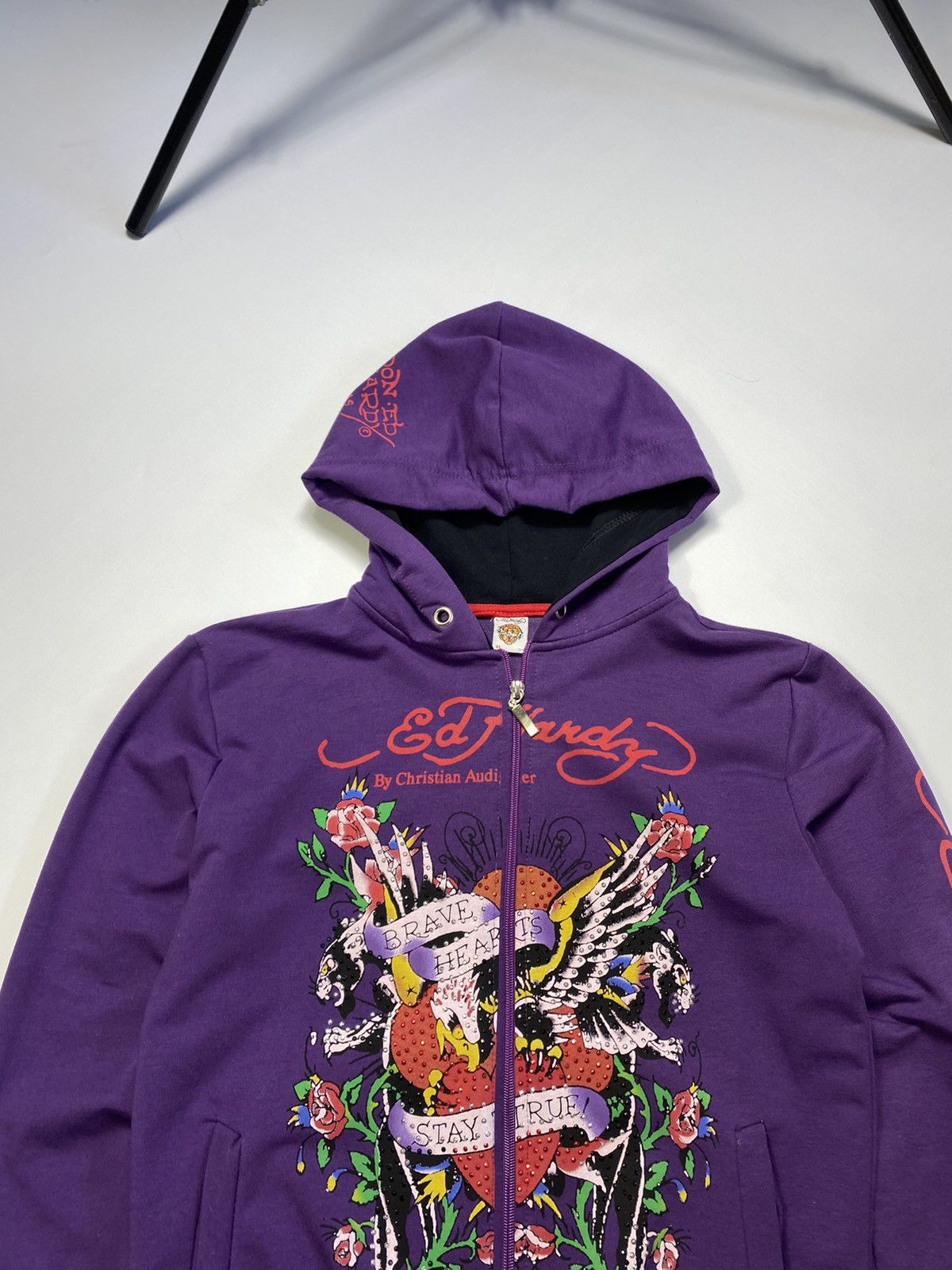 Ed Hardy Vintage Ed hardy Y2K big logo rhinestones zip hoodie Size L / US 10 / IT 46 - 6 Thumbnail