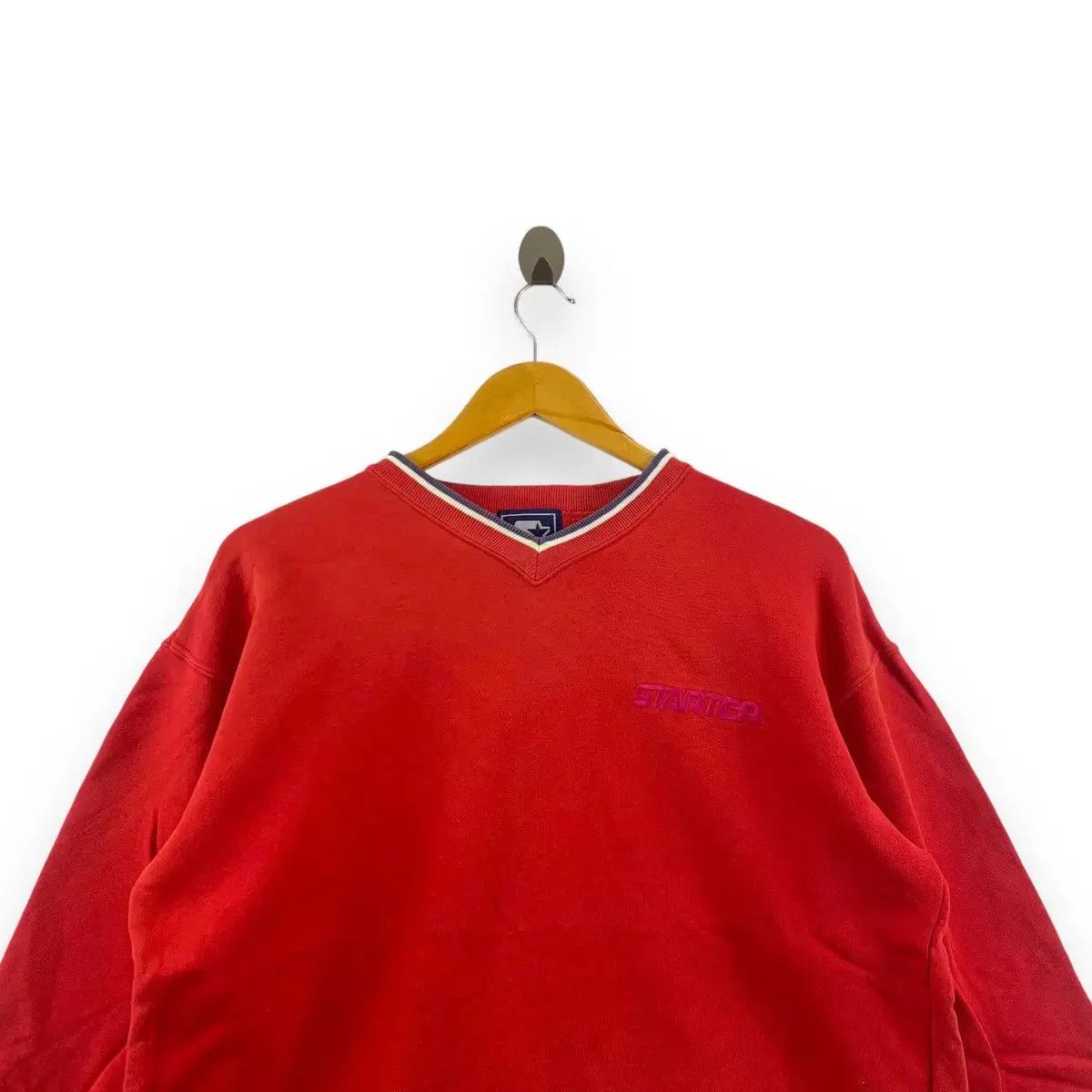 Starter Vintage STARTER SPORTSWEAR V Neck Sweatshirt Ringer Sweater Size M / US 6-8 / IT 42-44 - 2 Thumbnail