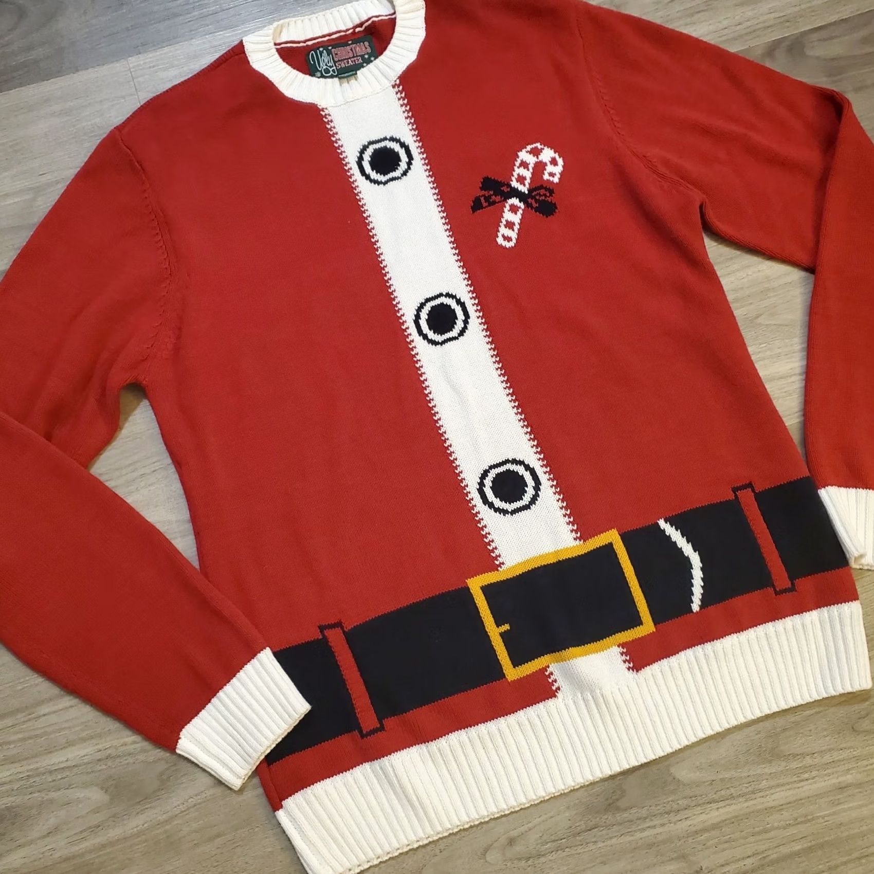 Vintage Christmas Sweater Santa Suit Knit Mens Sz Large Holiday Party Funny NWOT Size US L / EU 52-54 / 3 - 3 Thumbnail