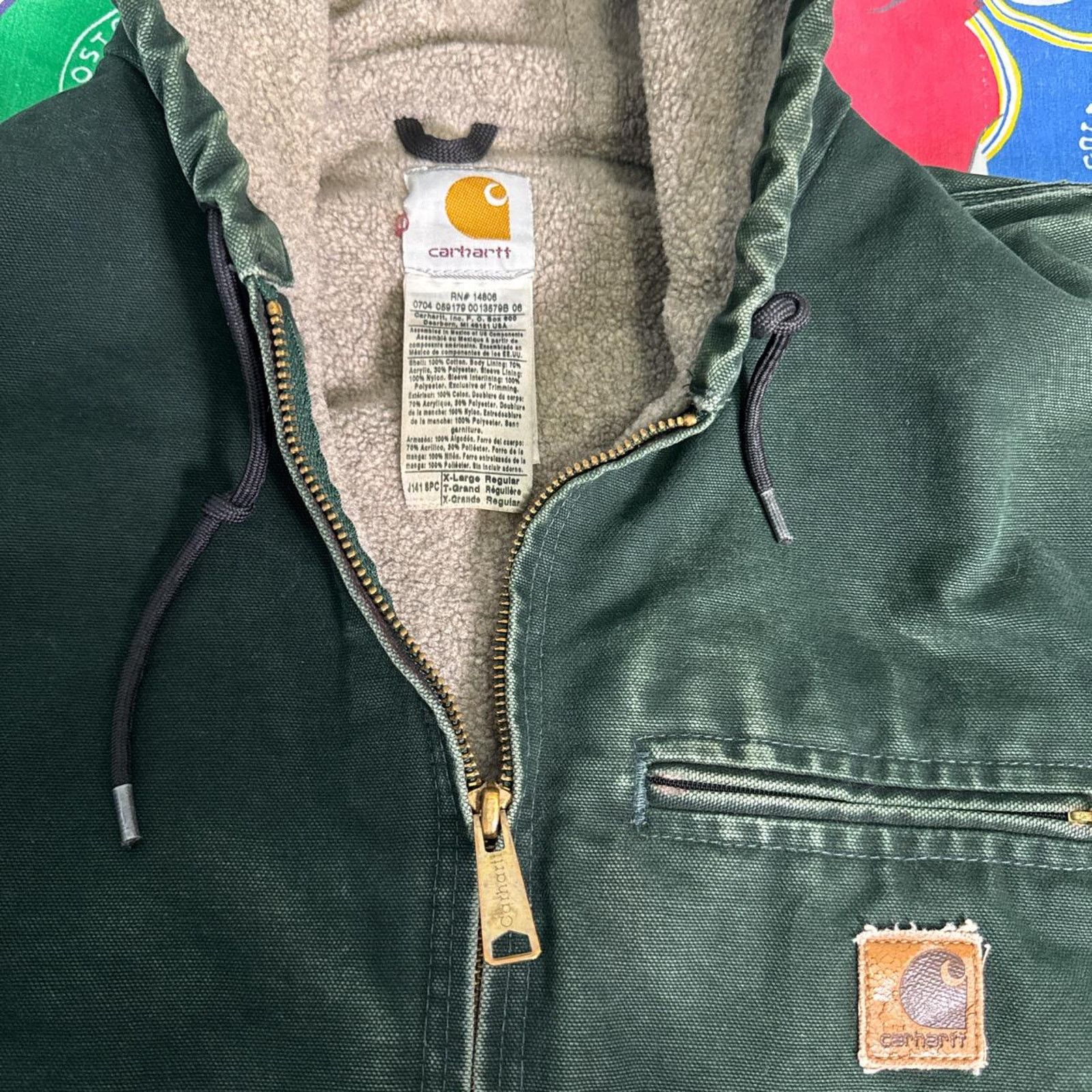 Carhartt × Vintage VTG Carhartt Detroit Jacket Hooded Sherpa J141 SPC Green XL Size US XL / EU 56 / 4 - 8 Thumbnail
