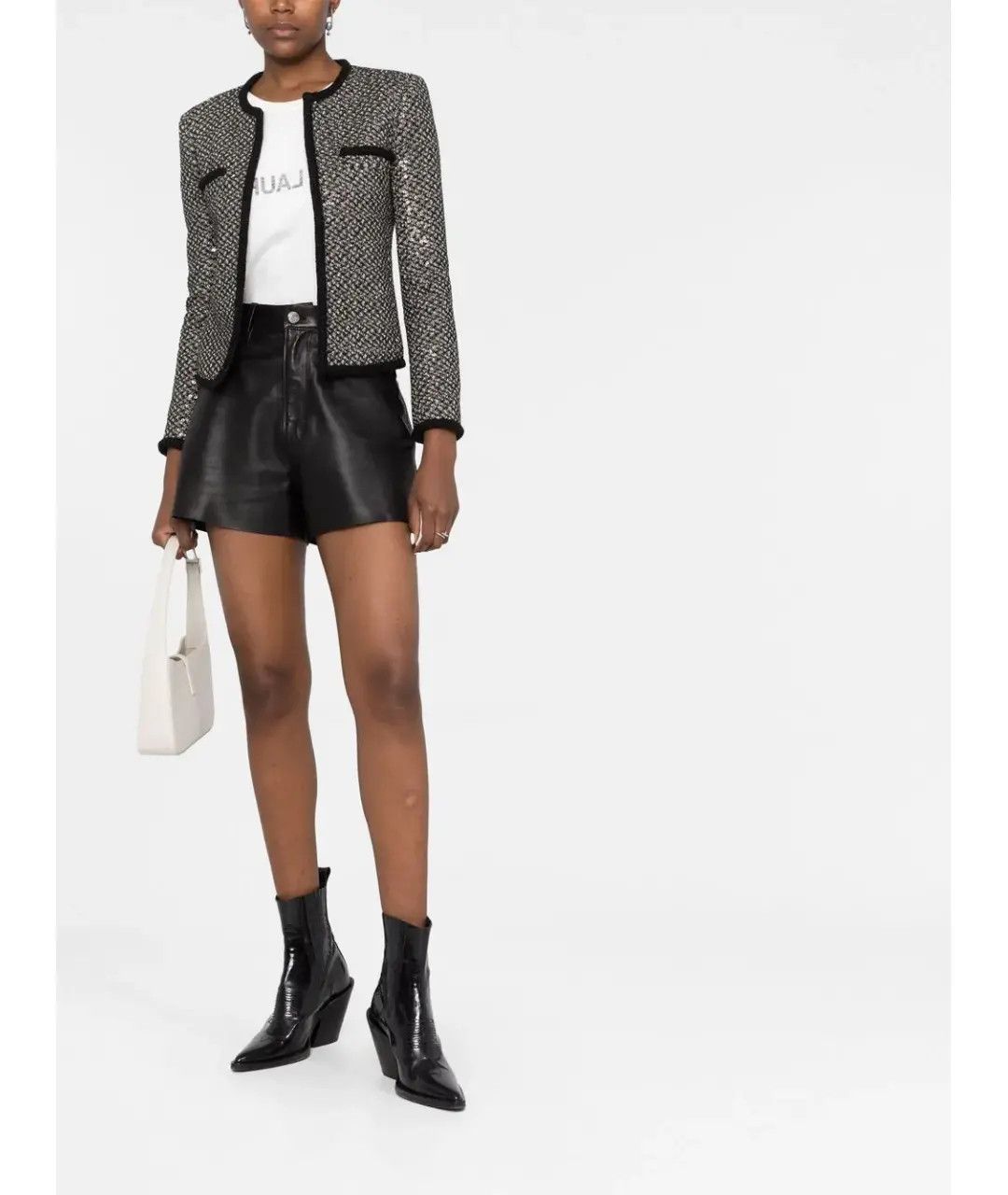 Saint Laurent Paris o1bcso1str1124 Tweed Jacket in Black Size S / US 4 / IT 40 - 2 Thumbnail