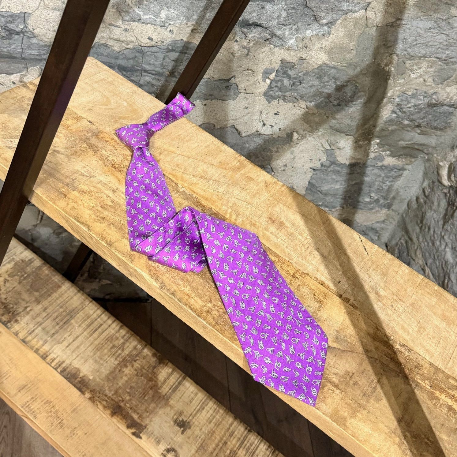 Hermes Hermès Sailor Knot Prints Purple Silk Tie Size ONE SIZE - 2 Thumbnail