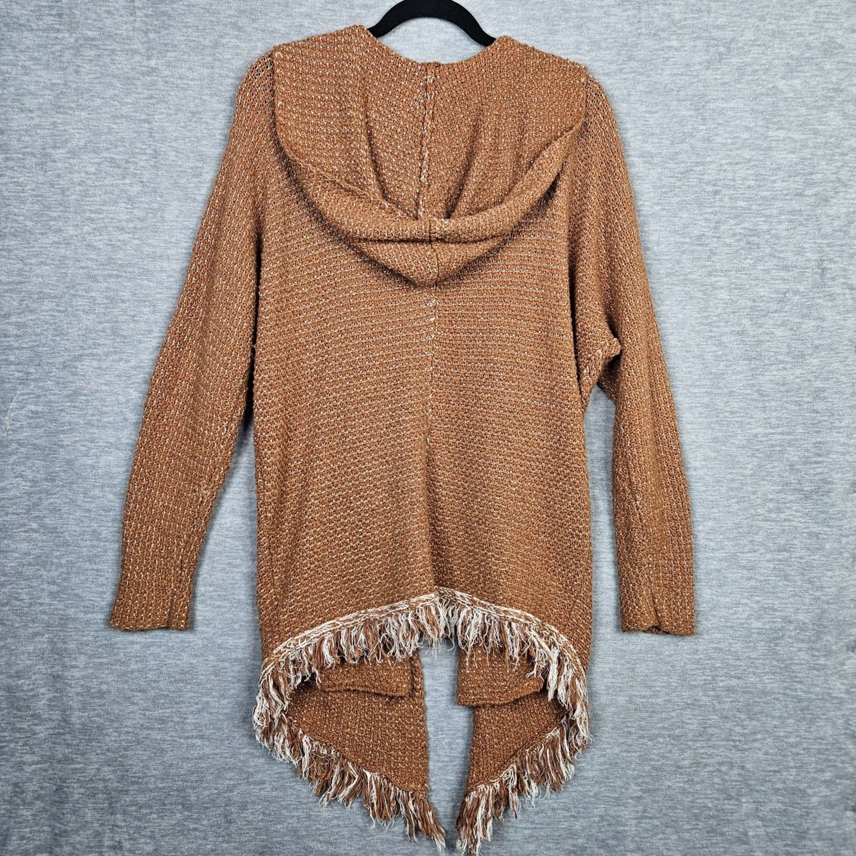 Free People Free People Brown Speckled Hooded Fringe Women's Sweater S Size S / US 4 / IT 40 - 2 Thumbnail