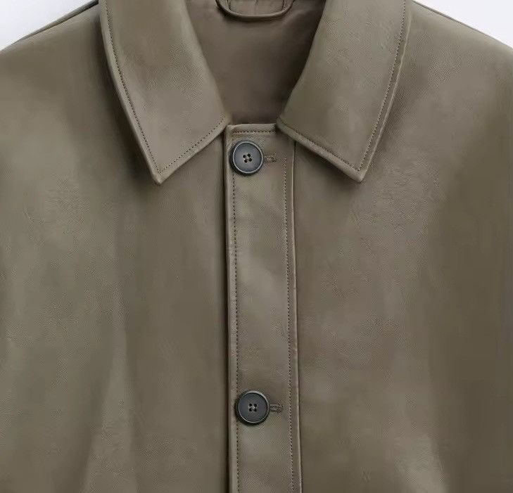 Other Casual PU Leather Loose Basic Brown Jacket Size US L / EU 52-54 / 3 - 6 Thumbnail