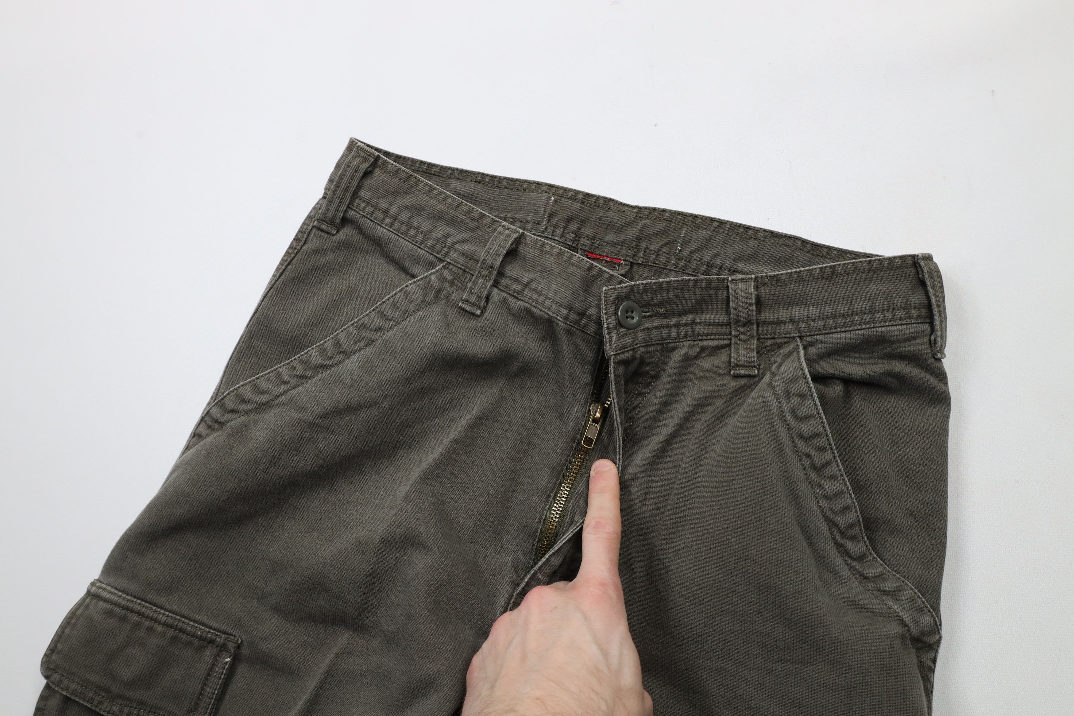 Vintage Vintage 90s Streetwear Heavyweight Ribbed Cargo Pants Green Size US 30 / EU 46 - 6 Thumbnail