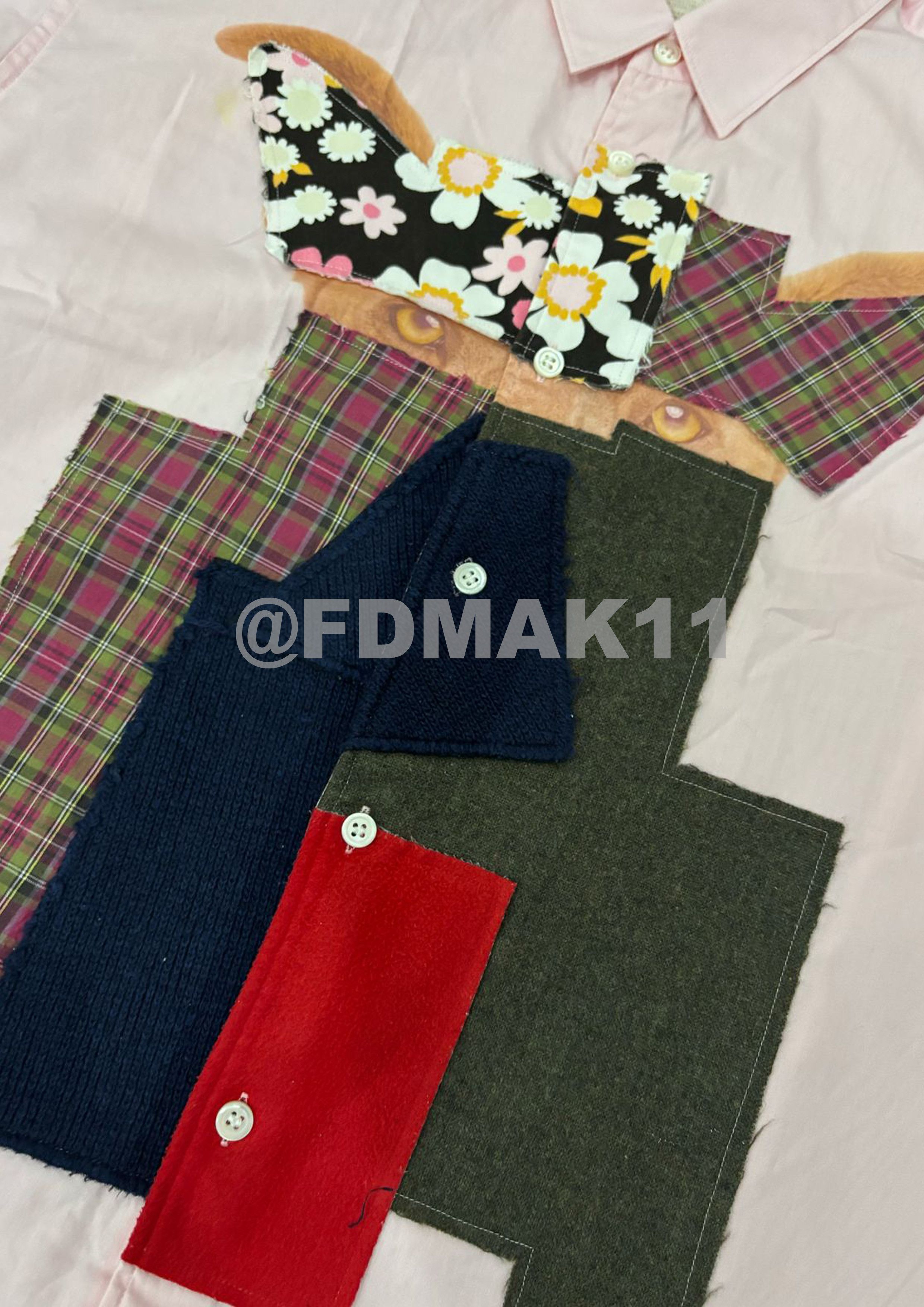 Comme des Garcons SHIRT Comme Des Garcons Shirt Dog Patchwork Pink Shirt S/S 2014 Size US L / EU 52-54 / 3 - 2 Thumbnail