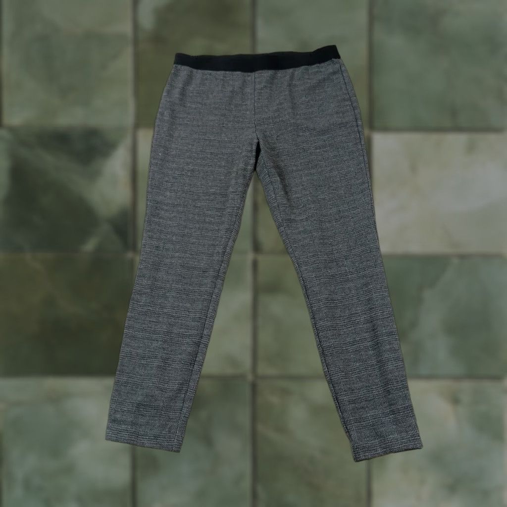 Talbots Talbots Black White Plaid Ankle Pants Womens 12 Elastic Waistband Stretch Polyester Size 32" / US 10 / IT 46 - 1 Thumbnail