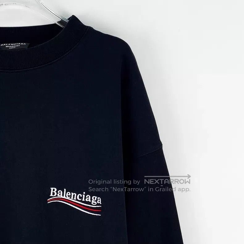 Balenciaga Balenciaga Black logo letter embroidery cotton round neck Size US M / EU 48-50 / 2 - 3 Thumbnail