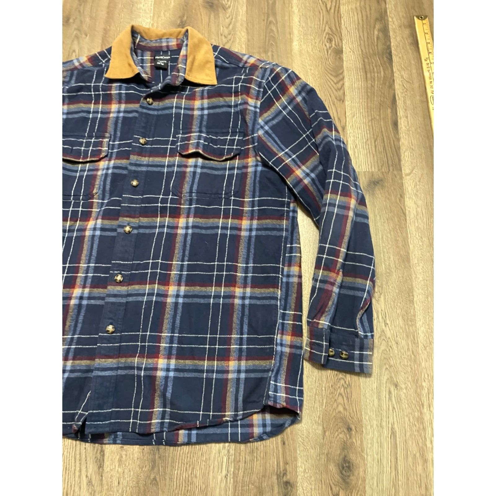 Vintage Northcrest Shirt Mens Medium Blue Yellow Purple Plaid Long Sleeve Button Up Shirt - Button-Up Casual Cotton Pockets Regular Fit N/A Vintage No N/A Size US M / EU 48-50 / 2 - 4 Thumbnail