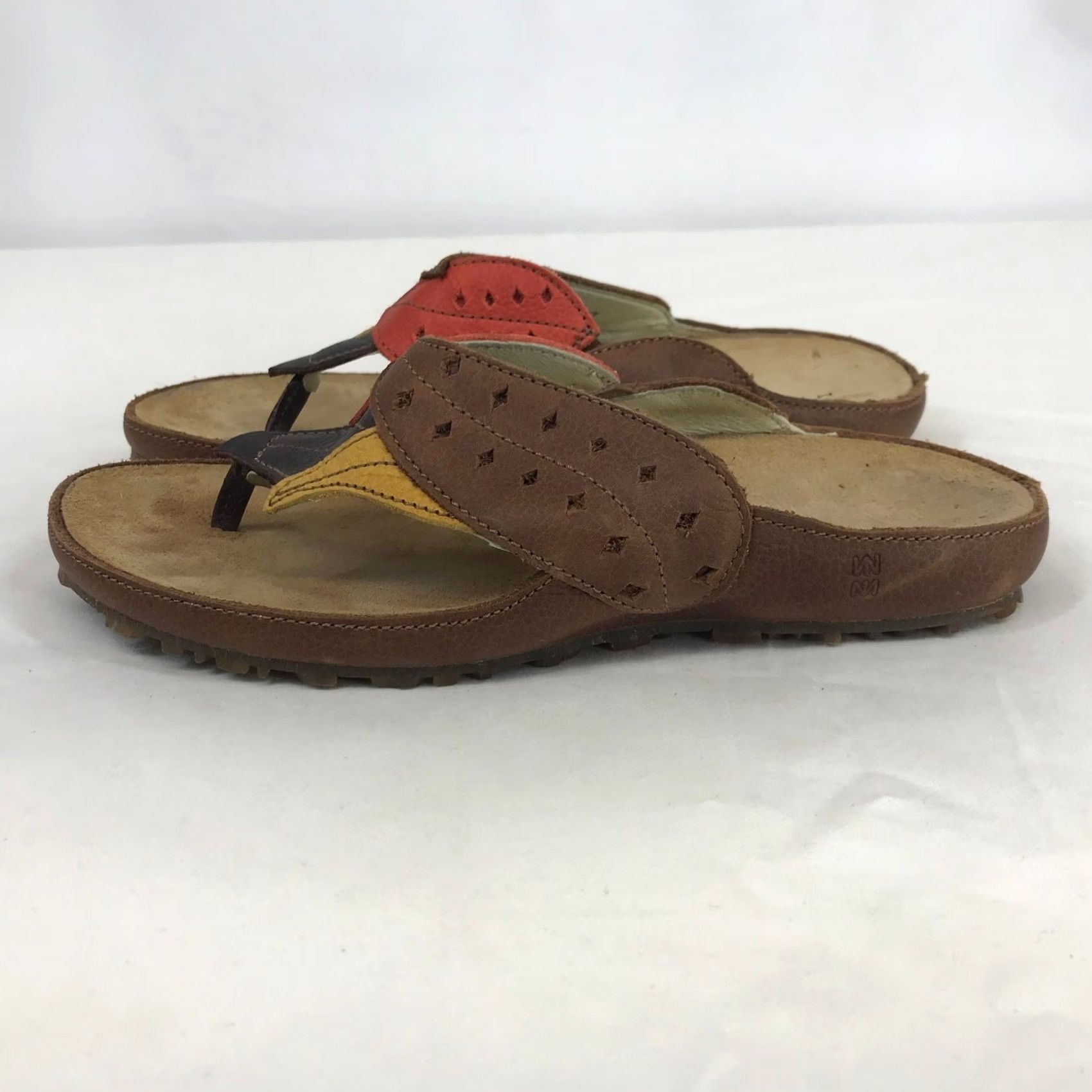 Vintage El Naturalista D60 Brown Leather Leaf Thong Sandals Womens 37 Boho Spain Size US 7 / IT 37 - 4 Thumbnail