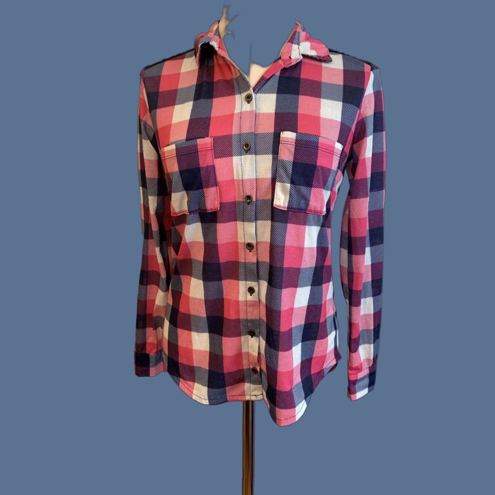 Vintage VINTAGE Polly & Esther Junior Women's Casual Plaid Button-Down Lace Back Shirt Image: Pink Size S / US 4 / IT 40 - 1 Thumbnail
