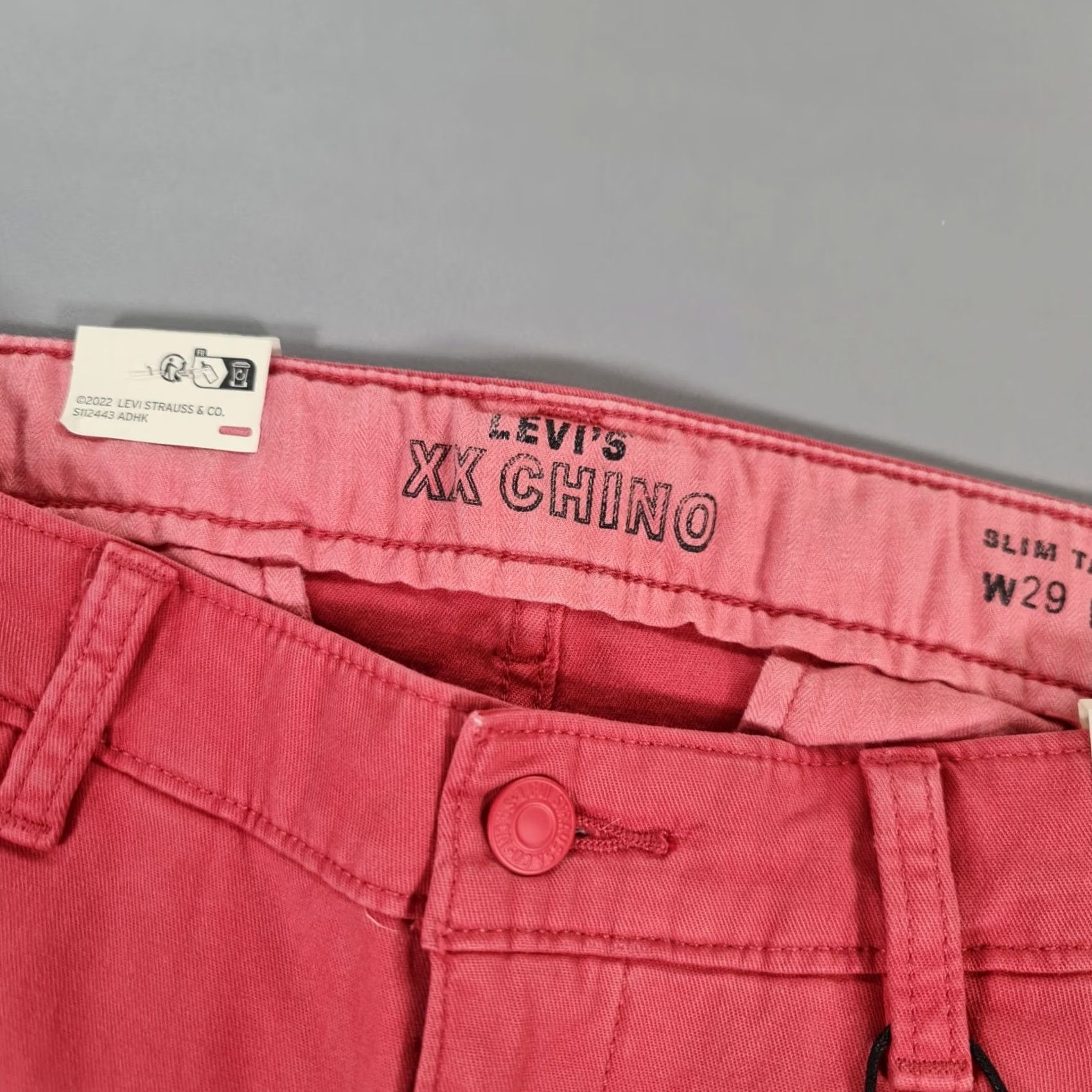 Levi's Levi's Mens XX Chino Trousers Slim Taper Pink W29 L32 Cotton Elastane Pants Size US 29 - 3 Thumbnail