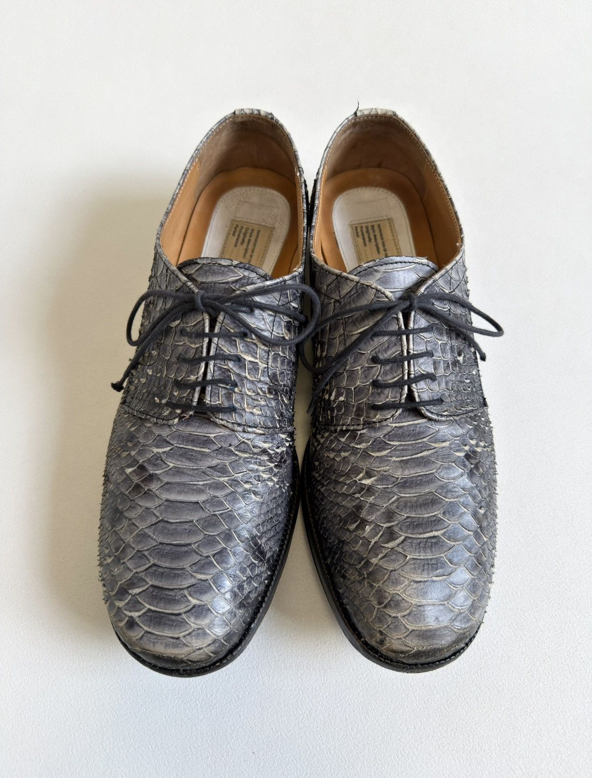 Maison Margiela Gray Snakeskin Lace Up Leather Shoes Size US 7 / IT 37 - 9 Thumbnail