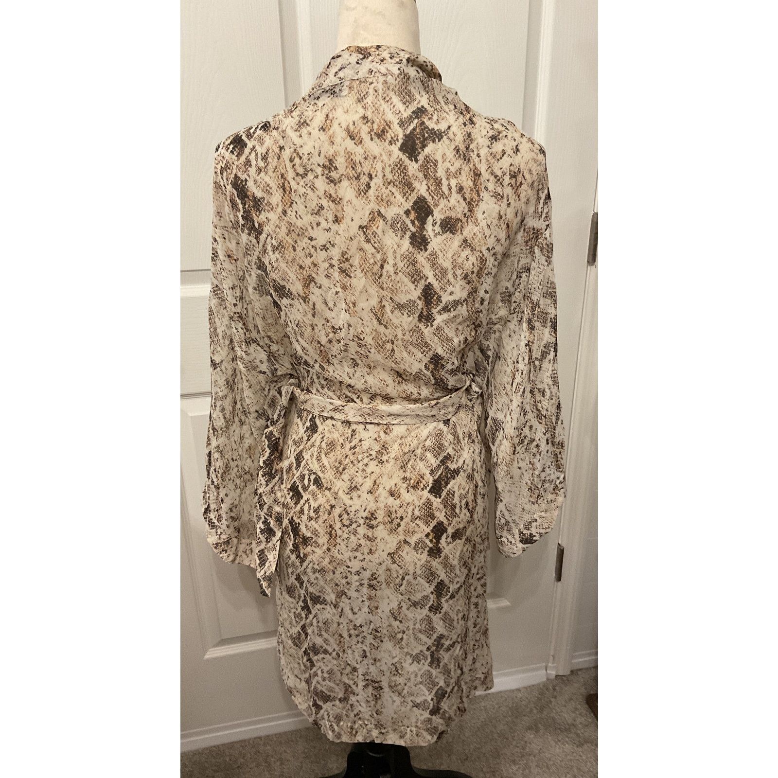 NICHOLAS Nicholas 100% Silk Snakeskin Semi-Sheer Tie-Front Dress, OS Size ONE SIZE - 5 Thumbnail