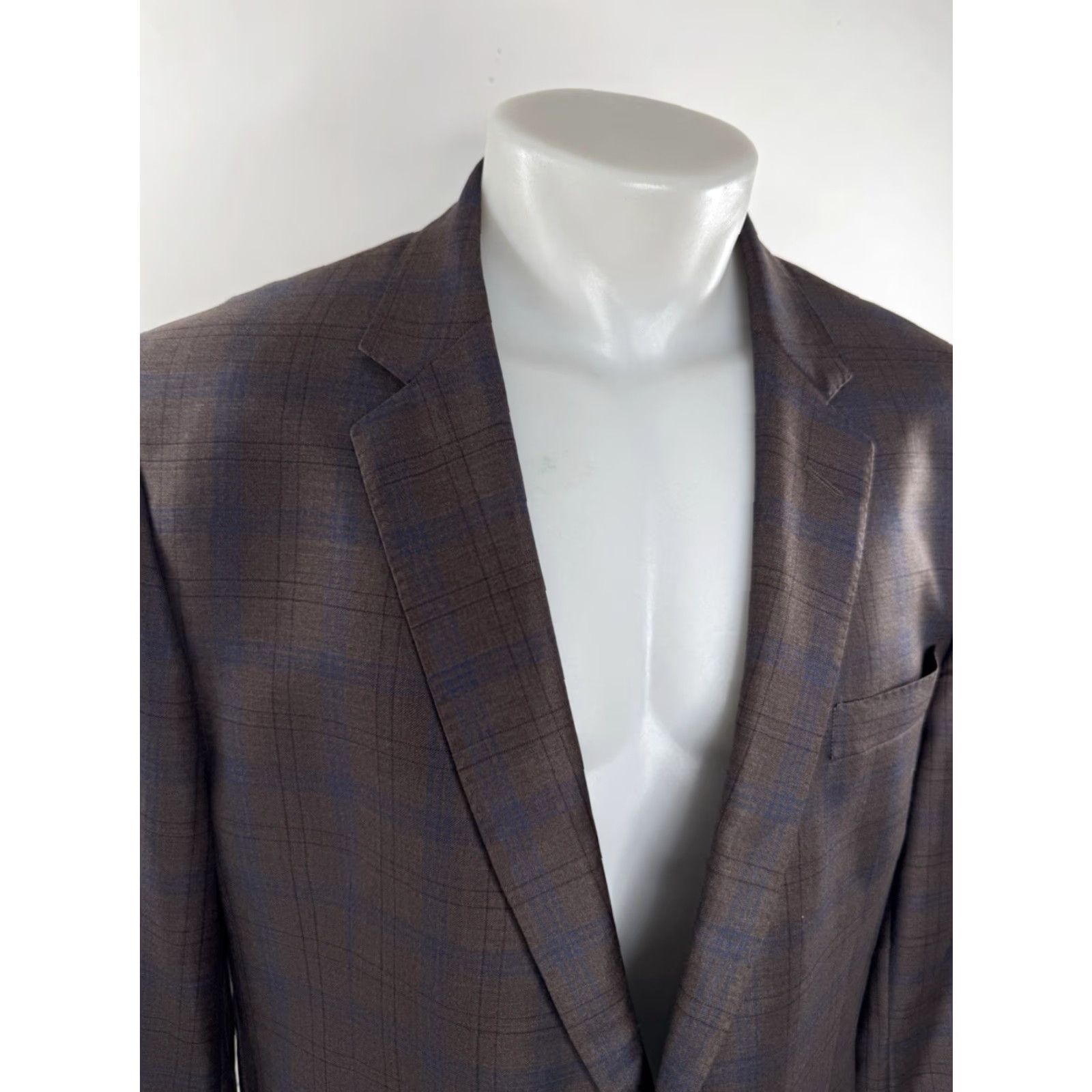 Vintage COPPLEY Galen WOOL Plaid Blazer Jacket 48 BIG & TALL Men Brown Blue Wool Blazer Mens 48 Size 48R - 2 Thumbnail