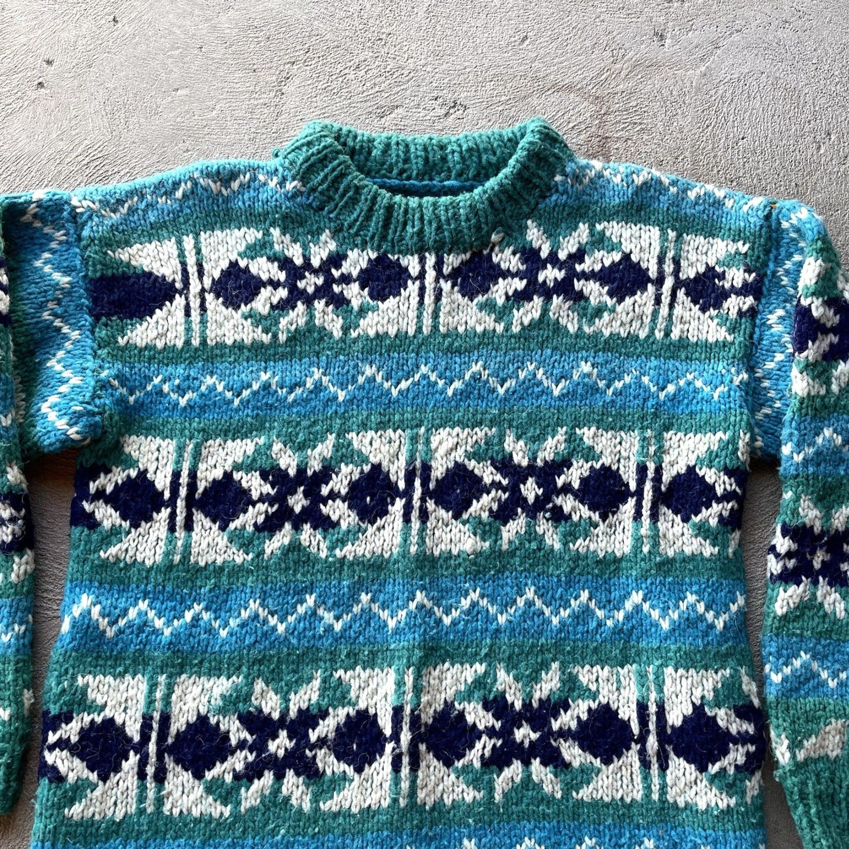 Vintage VINTAGE Amos Andes Sweater Mens Medium Knit Pullover Green Wool Crew Neck 90s Outdoor Geometric Pattern Mens Size US M / EU 48-50 / 2 - 2 Thumbnail