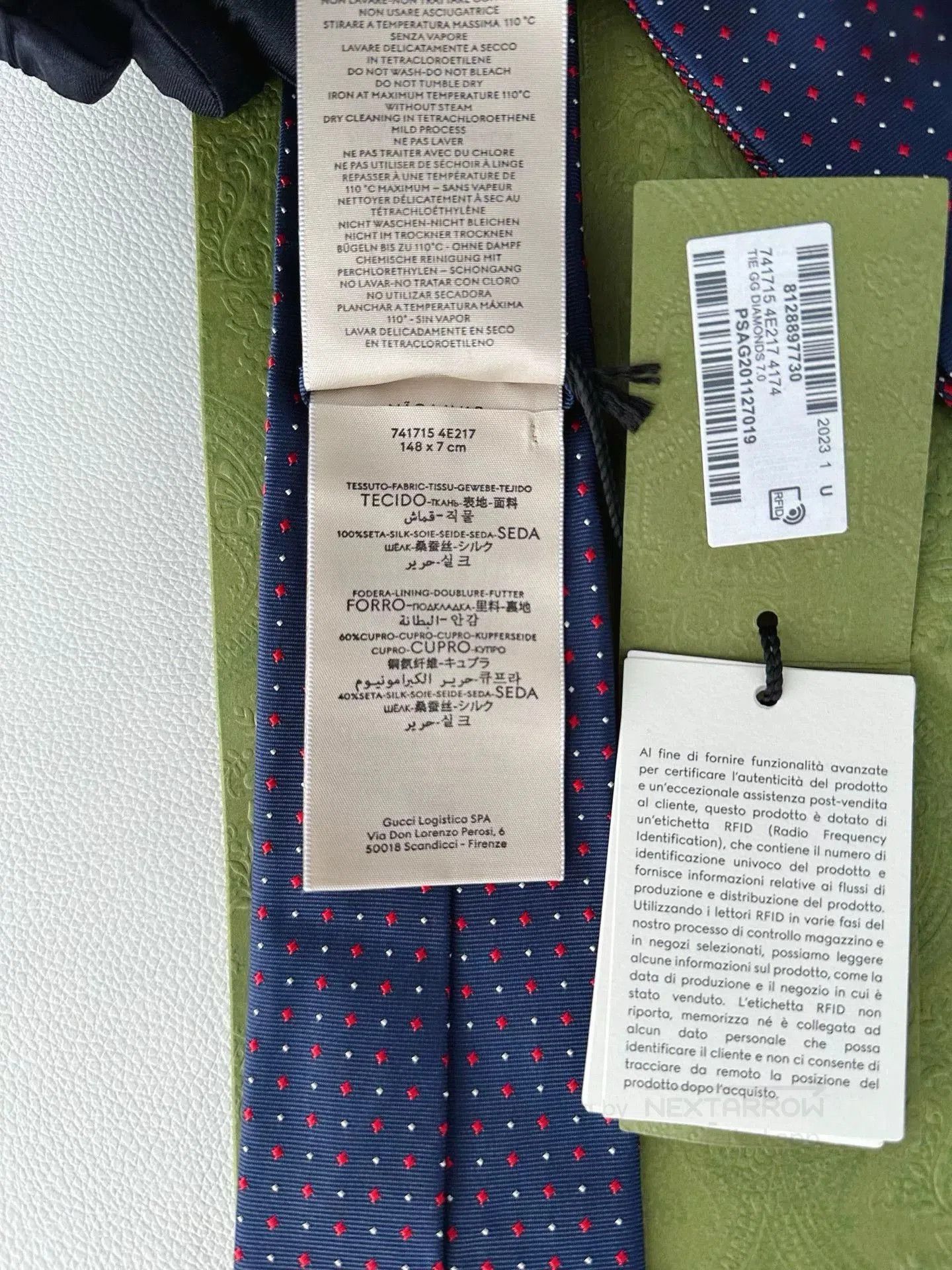Gucci Gucci GG Embroidered Polka Dot Diamond Tie. Size ONE SIZE - 5 Thumbnail