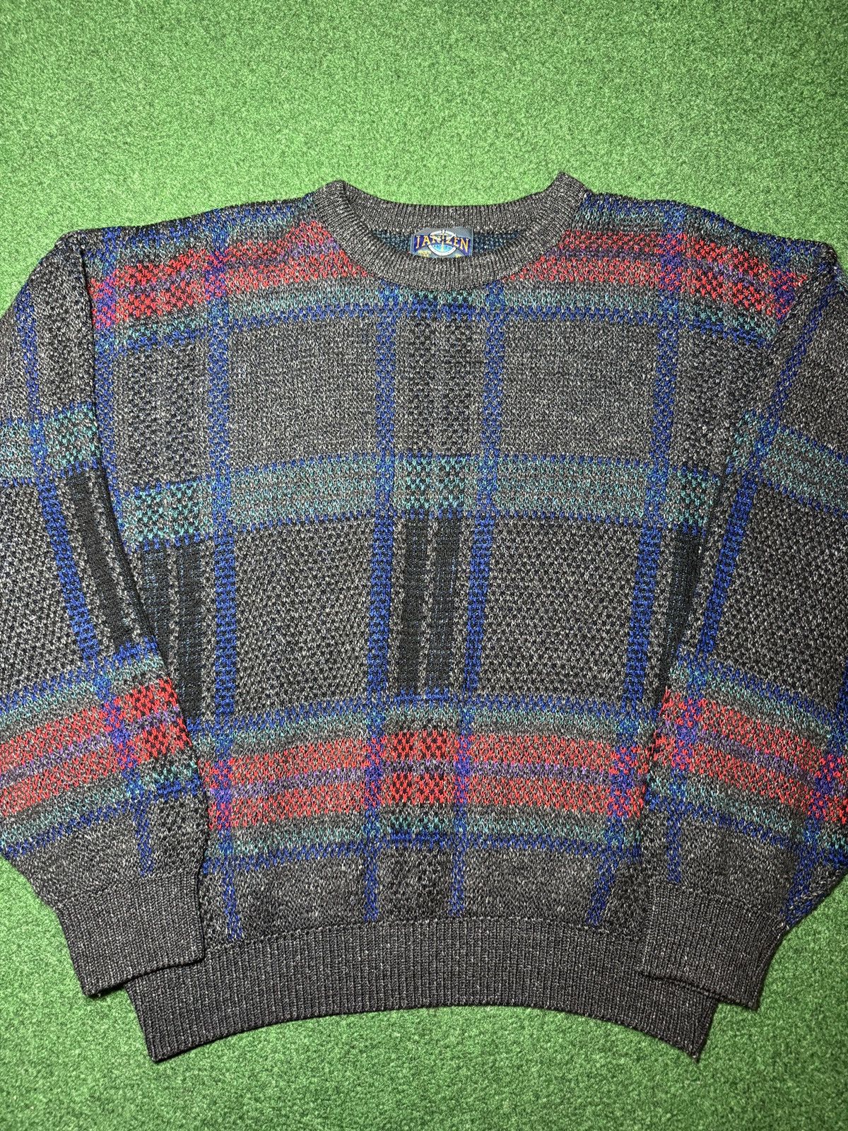 Jantzen Vintage 90s Jantzen Plaid Retro Grandpa Knit L/XL Sweater Size US L / EU 52-54 / 3 - 2 Thumbnail