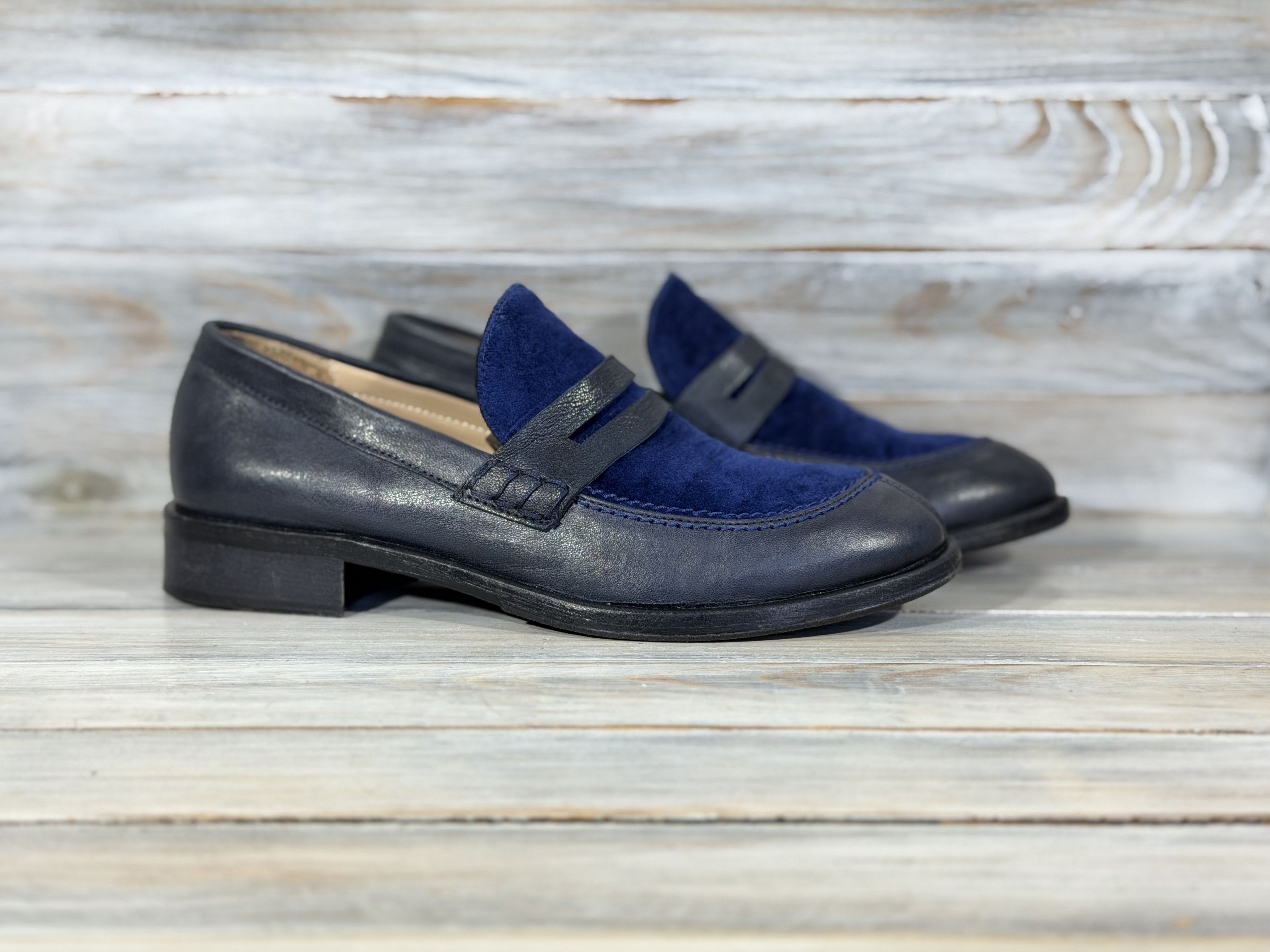 Other LUIS TRENKER Loafers Shoes Navy Made In Italy Luxury Brand Size US 8 / IT 38 - 14 Thumbnail