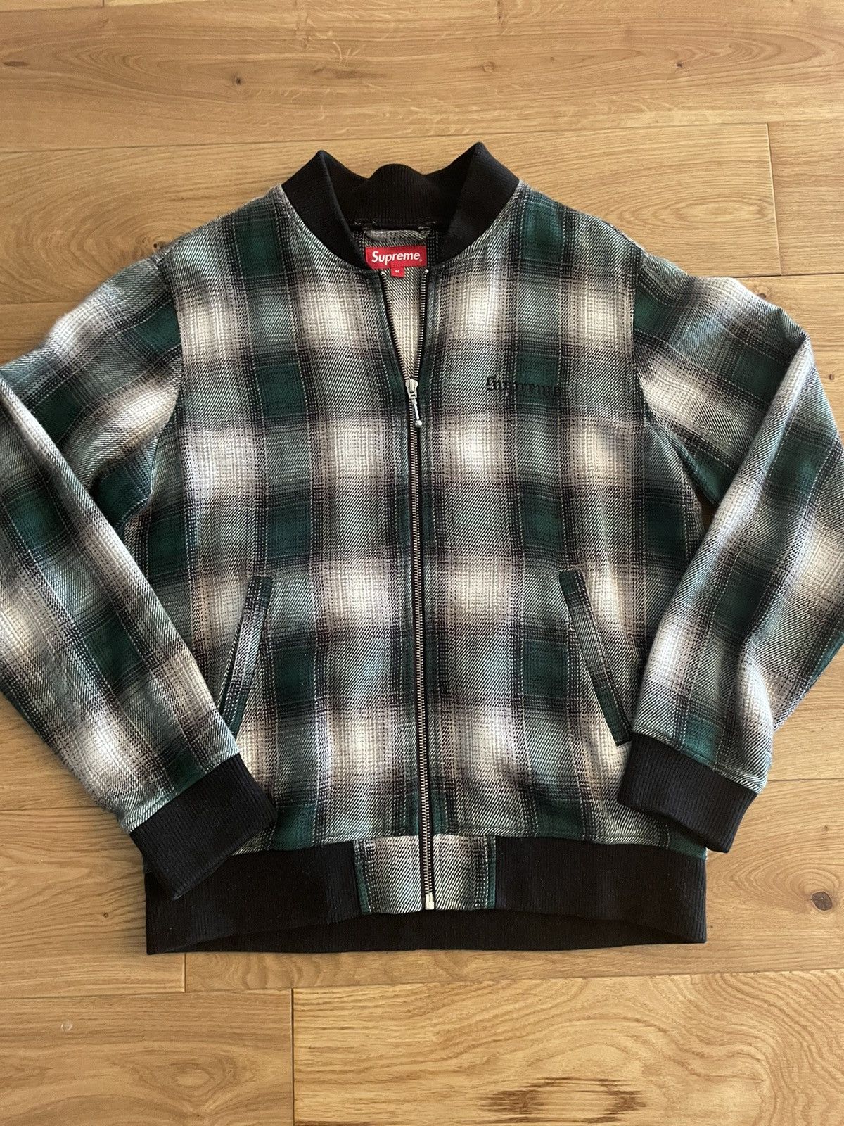 Pre-owned Palace X Stussy Supreme Green Shadow Plaid Bomber