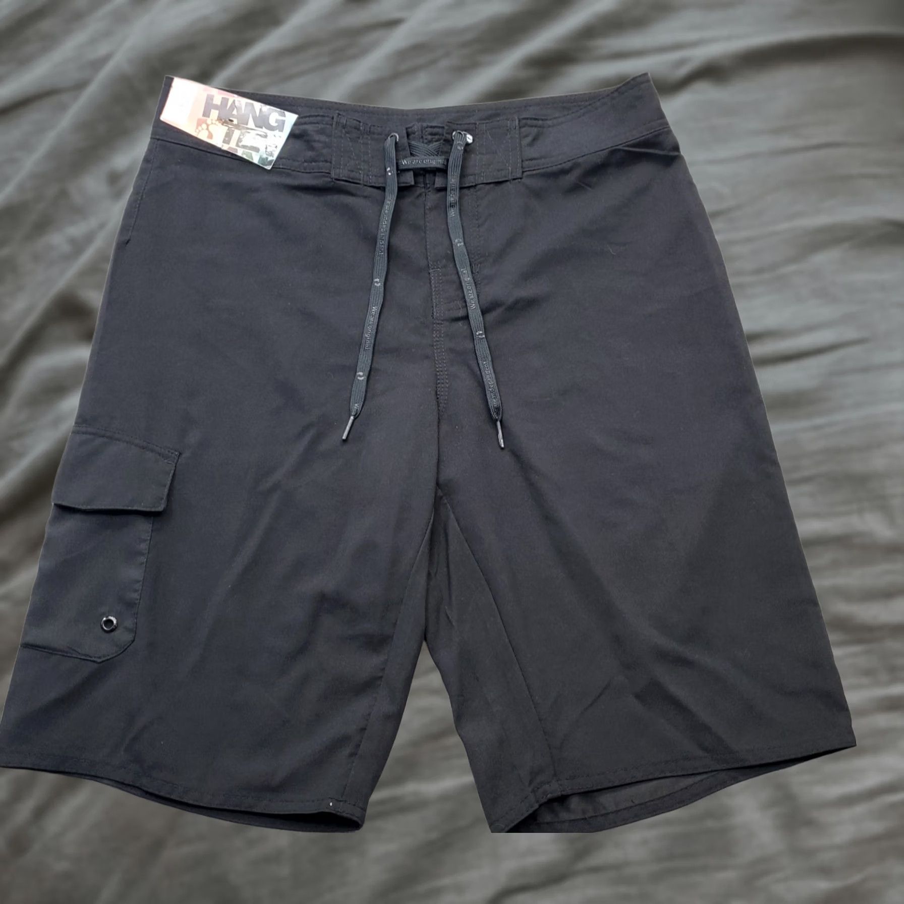 Hang Ten Hang Ten Board Shorts Mens 30 Black Flat Front Swimwear Beach Drawstring Waist Mens Size 30 Black Board Shorts Size US 30 / EU 46 - 1 Thumbnail