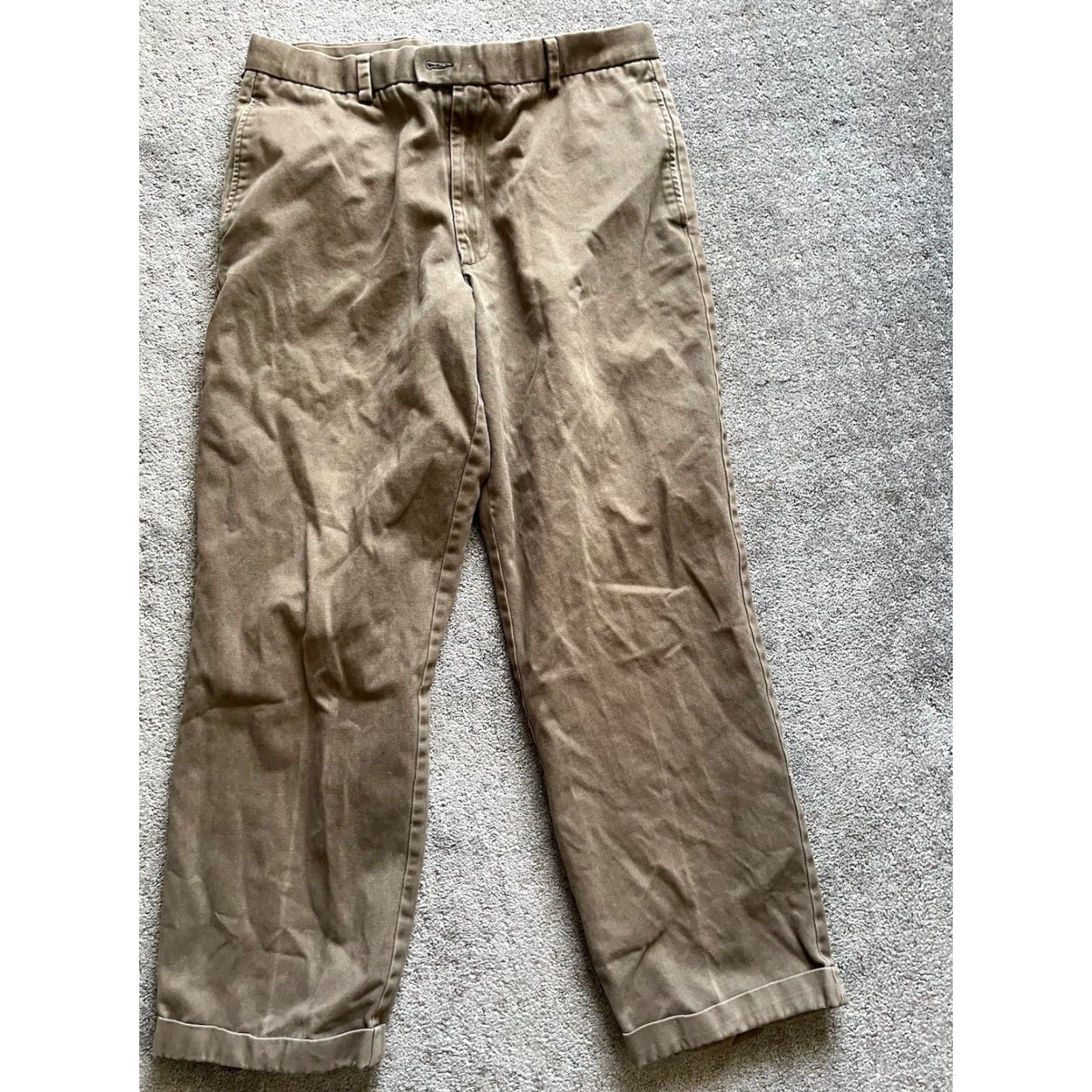 Dockers Dockers Brown Classic Fit Men Pants 34x30 Flat Front Straight Leg Dockers Signature Khaki Dress Pants 34in Inseam Mens Size US 34 / EU 50 - 2 Thumbnail