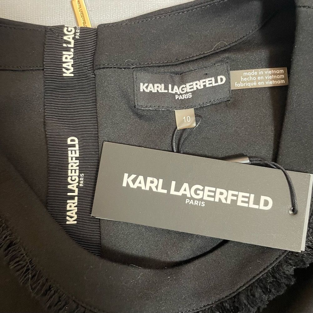 Karl Lagerfeld NWT New $150 Karl Lagerfeld Black Tweed Sheath Short Sleeve Size L / US 10 / IT 46 - 6 Thumbnail