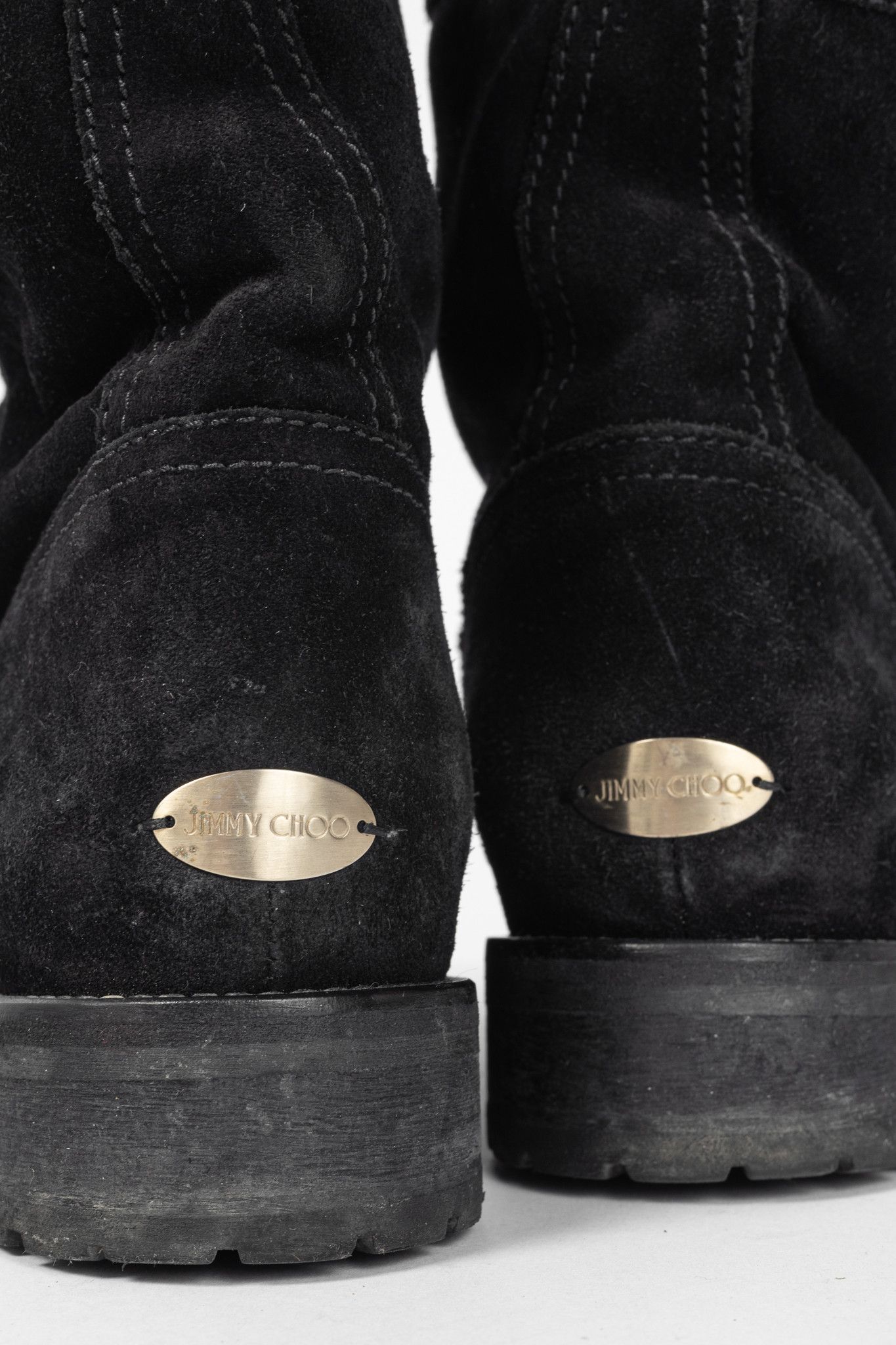 Jimmy Choo Jimmy Choo Youth Black Suede Buckled Moto Ankle Boots Size US 5.5 / IT 35.5 - 9 Thumbnail