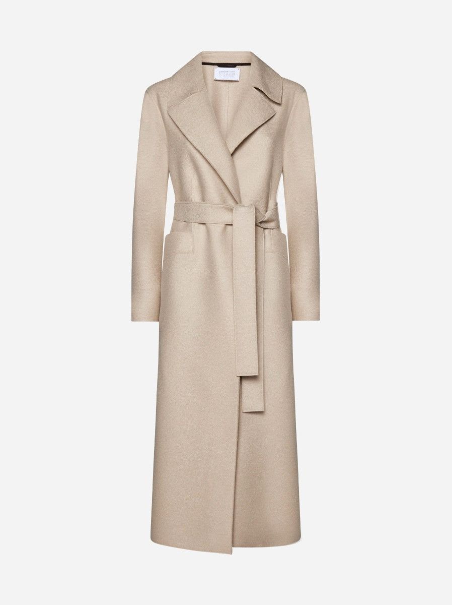 Harris Wharf London o1s22i1n1024 Pressed Wool Long Coat in Beige Size M / US 6-8 / IT 42-44 - 1 Thumbnail