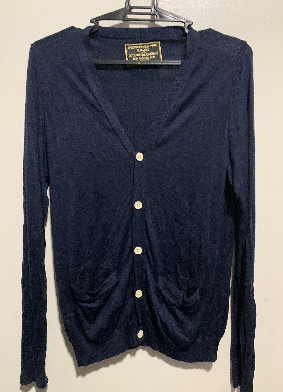 Image of Ss11 Wacko Maria Guilty Parties Knit Cardigan in Blue, Women's (Size Small)