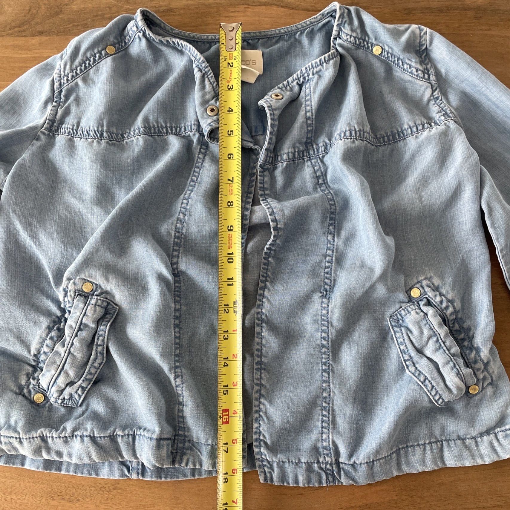 Vintage Chico's Cardigan Women's Blue Chambray Open Front Roll Tab Sleeve Size 4 US 0 4 Lyocell Sweater Regular Size S / US 4 / IT 40 - 6 Thumbnail