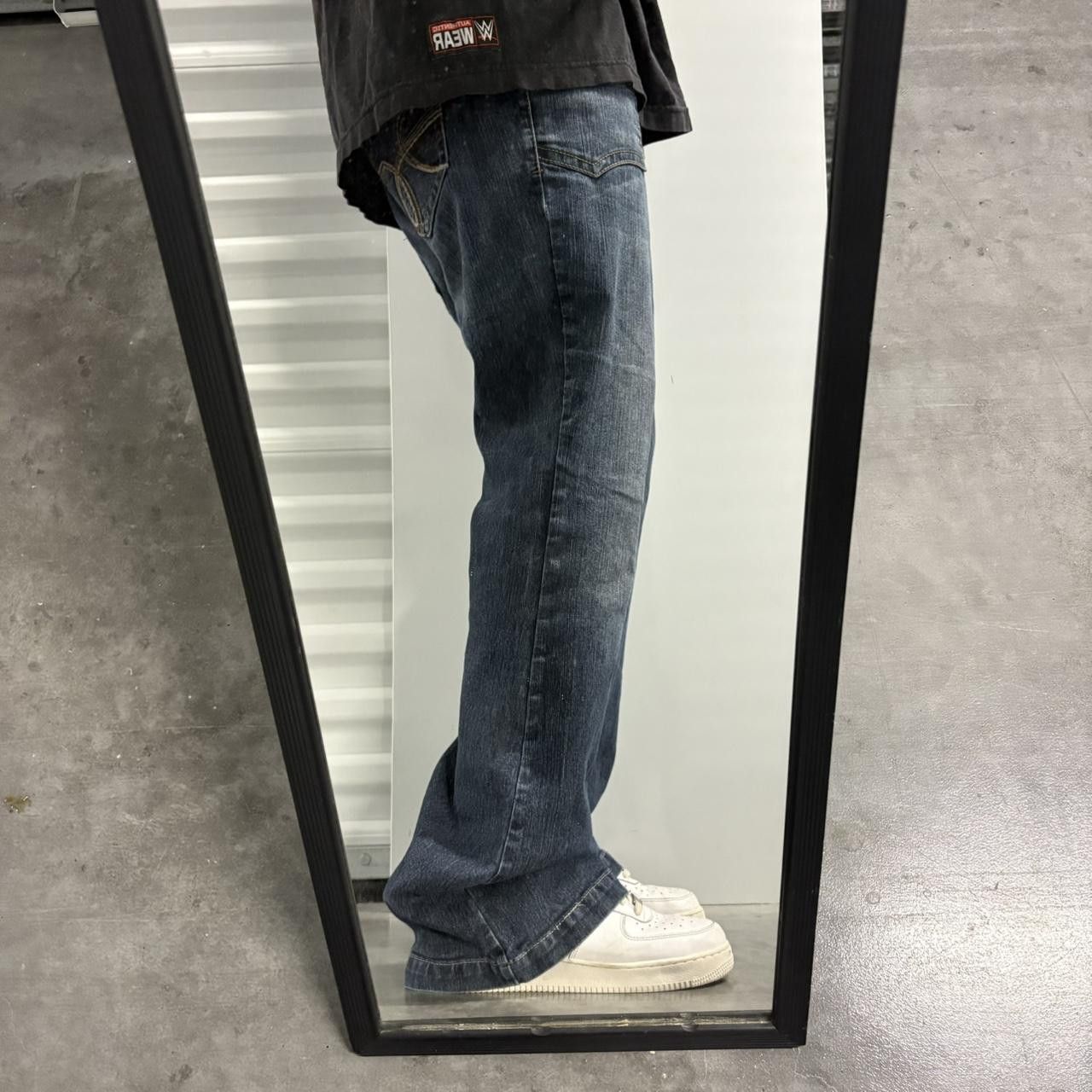 Japanese Brand × Vintage Crazy Vintage Y2K/2000s Flared Wideleg Truce Dark Wash Denim Jeans! Size US 36 / EU 52 - 1 Thumbnail