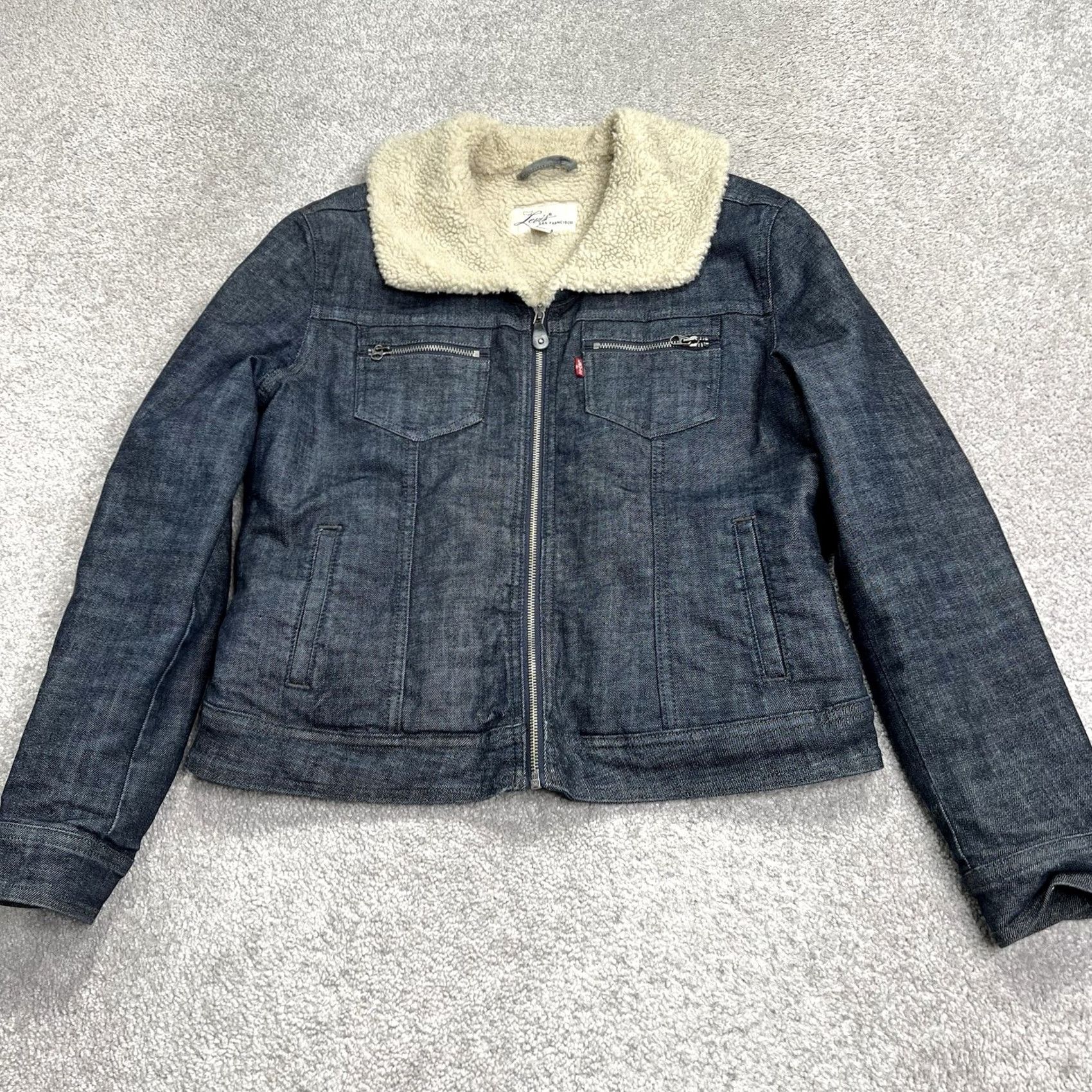 Levi's Levi's San Francisco Denim Sherpa Lined Jean Jacket Women’s Large Full Zip Blue Insulated, Regular Fit, Trucker, Classic, Wool? Size 36" / US 14 / IT 50 - 2 Thumbnail
