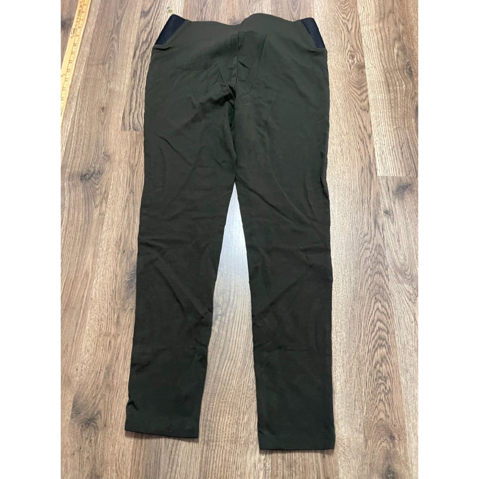 Vintage Boom Boom Jeans Pants Women's Large Black Green Pull On Stretchable Waist Skinny Ankle Casual Womens Size 36" / US 14 / IT 50 - 2 Thumbnail