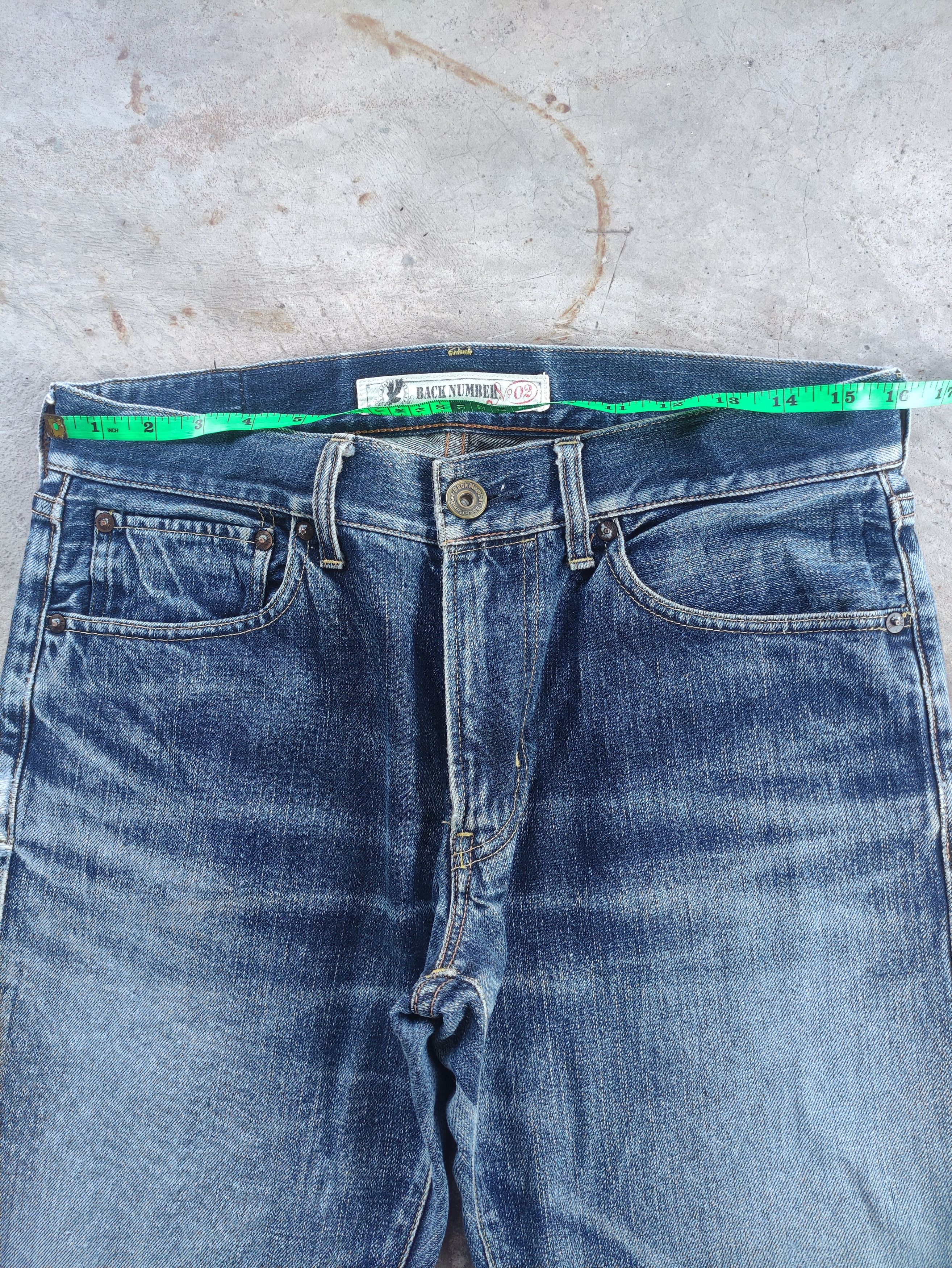 Japanese Brand Vintage Back Number Jean Distressed Faded Denim Pants Size US 33 - 6 Thumbnail