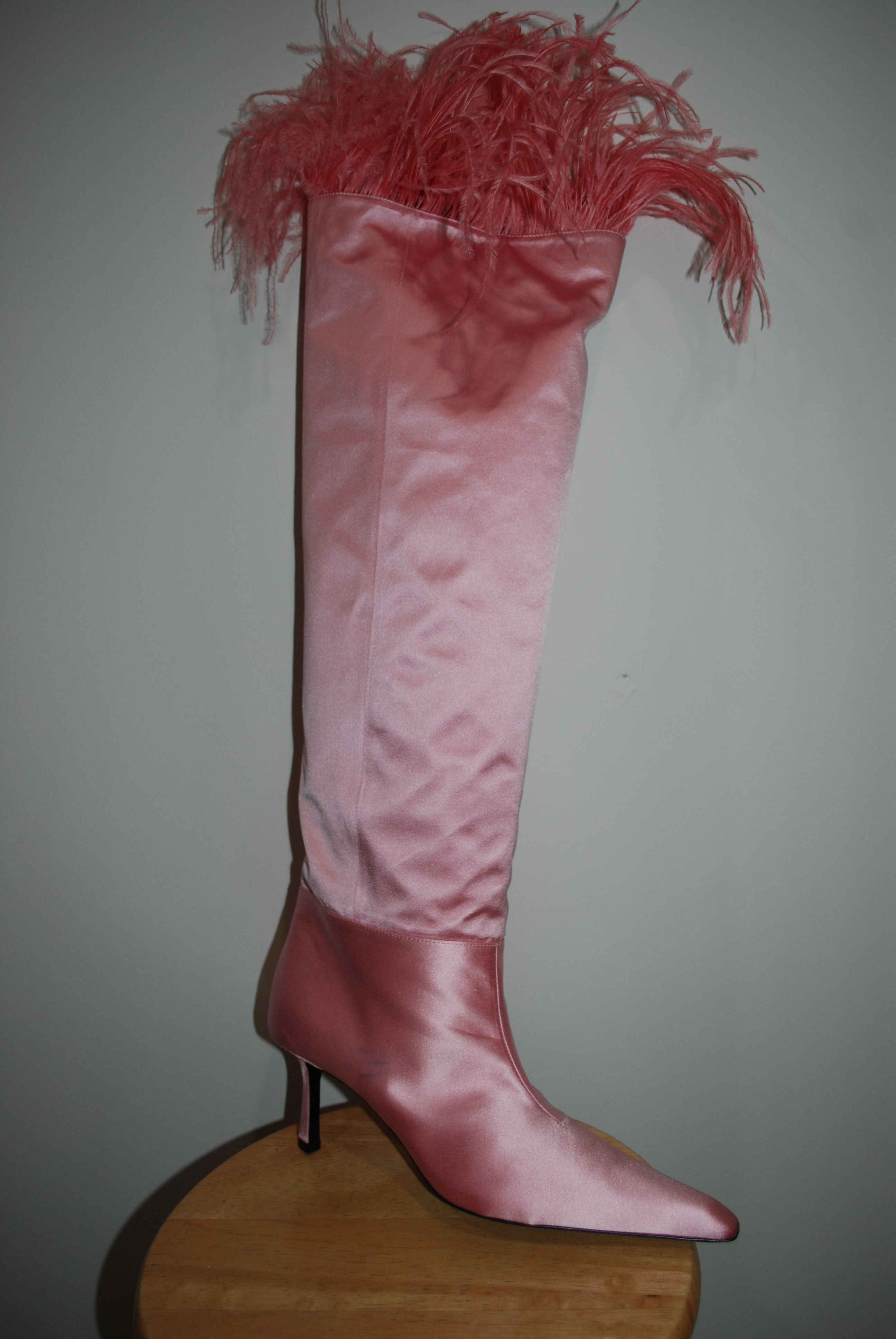 Alexander Wang Women's Viola 65 Feather Slouch Boot in Satin Prism Pink Size US 10 / IT 40 - 7 Thumbnail