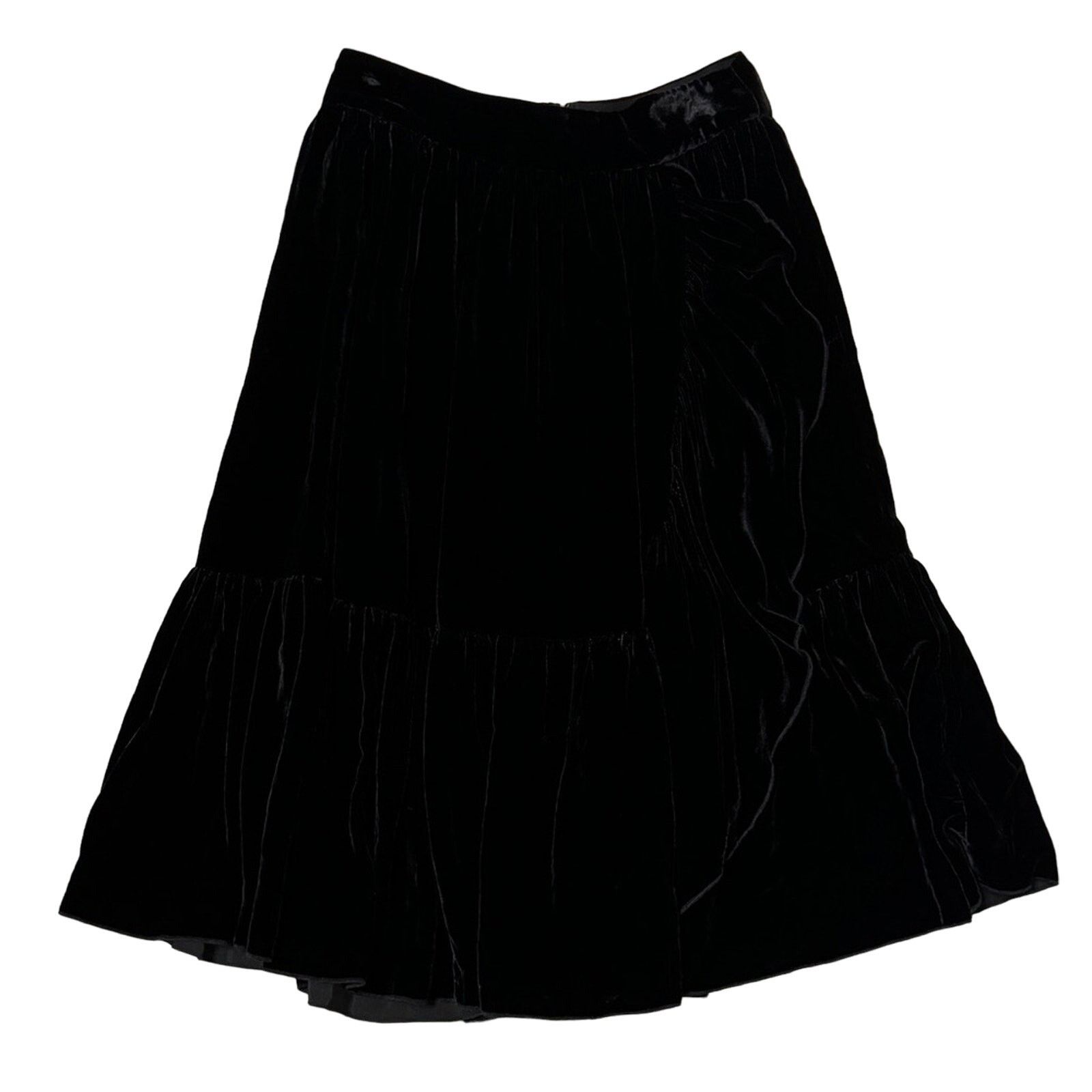 Kate Spade KATE SPADE Ruffle Front Silk Velvet Skirt Black Size 0 Size 25" / US 0 / IT 36 - 7 Thumbnail