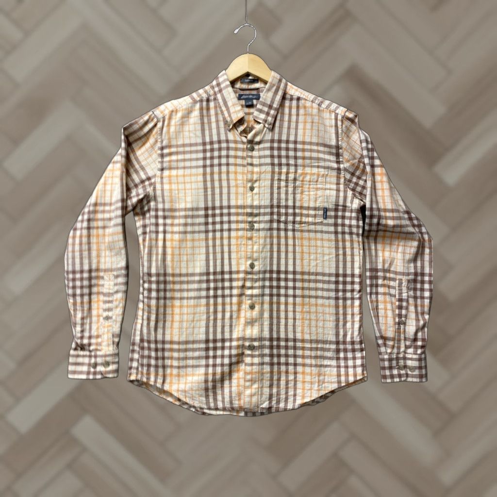 Eddie Bauer EDDIE BAUER Button Shirt Men’s M Brown Peach Plaid LS Shirt Large Light Size US M / EU 48-50 / 2 - 1 Thumbnail