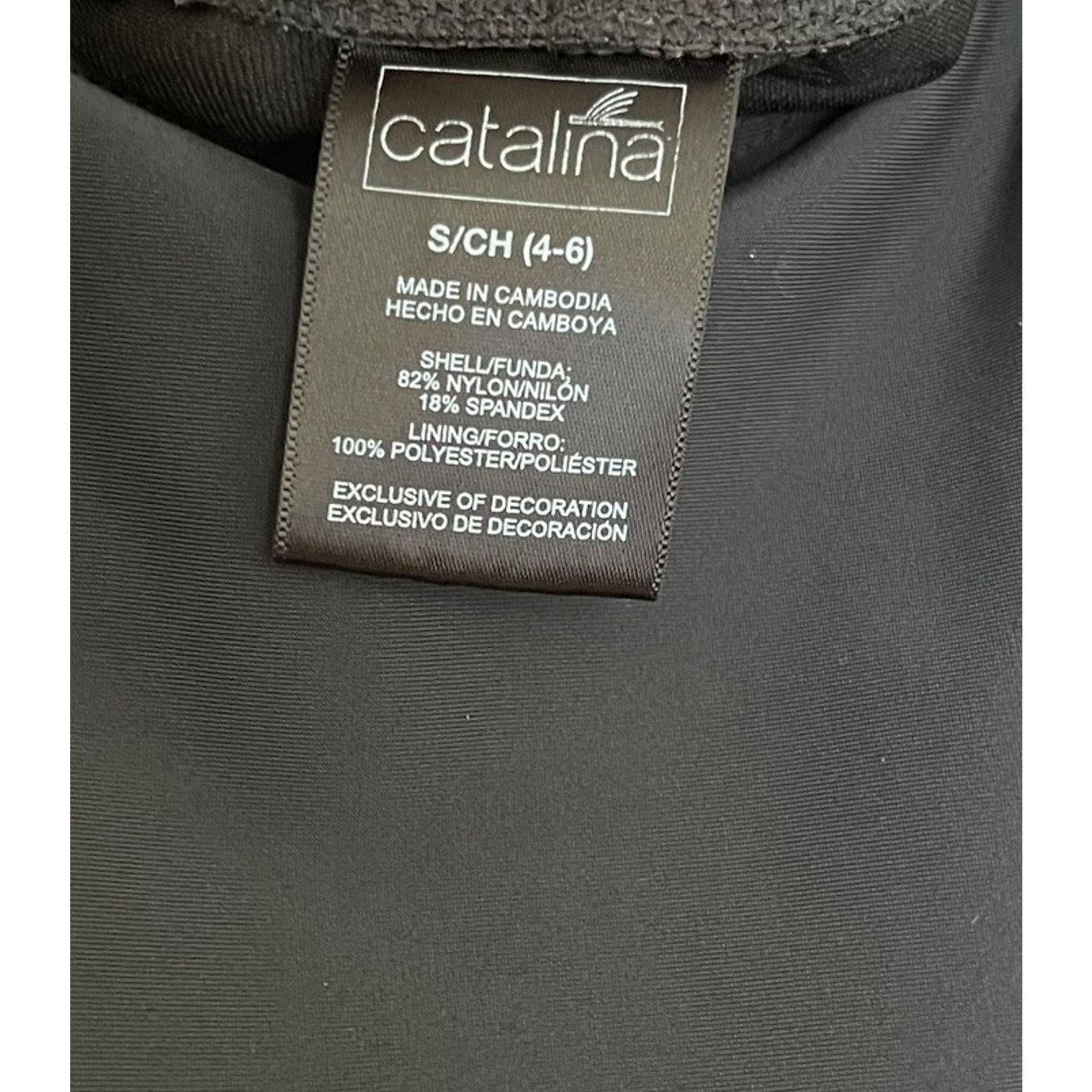 Catalina Catalina | Y2K Black Wireless Padded One Piece Swimsuit Wavy Size ONE SIZE - 4 Thumbnail