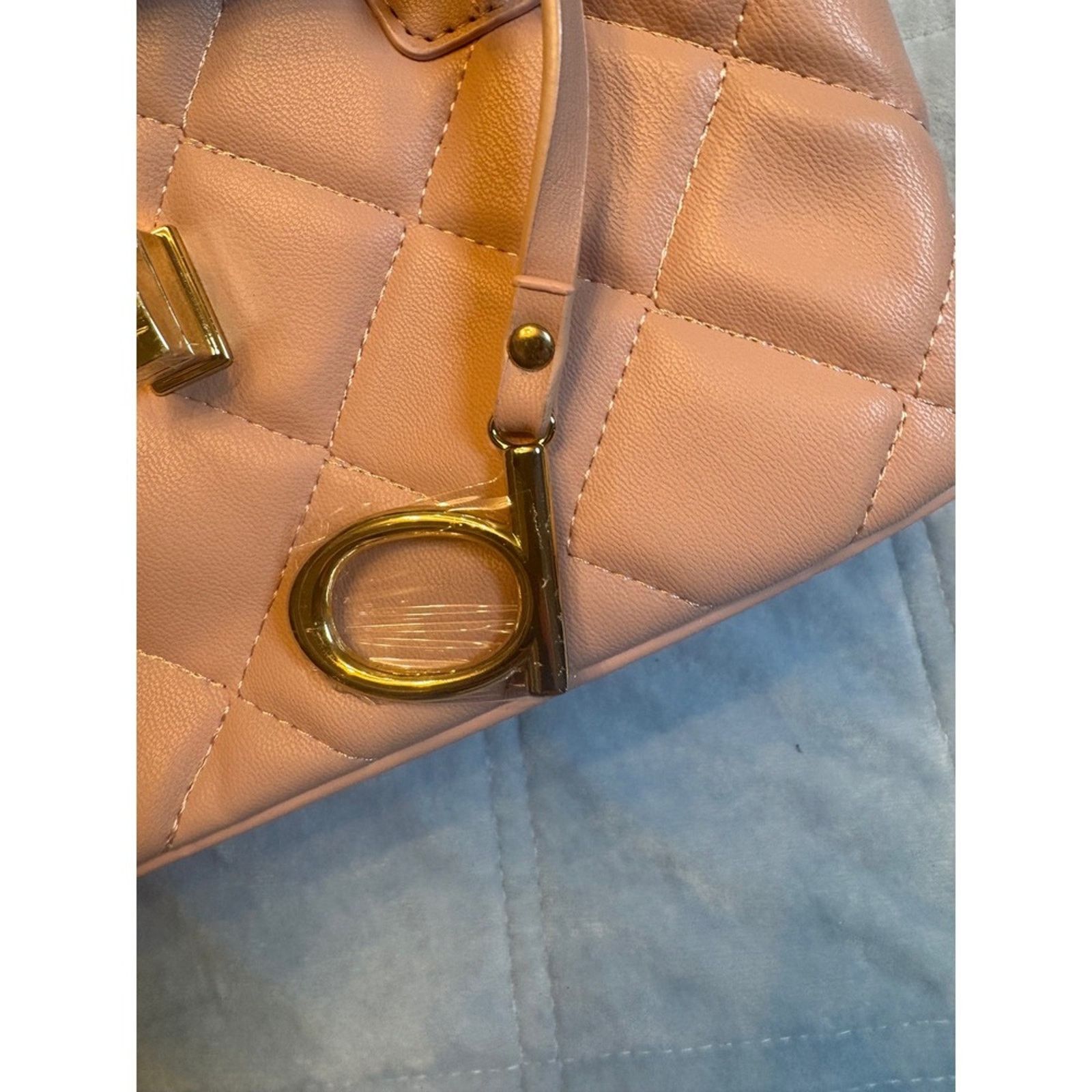 Bebe Bebe Quilted Satchel Top Handle Bag Gold Accents Pink Purse Size ONE SIZE - 2 Thumbnail
