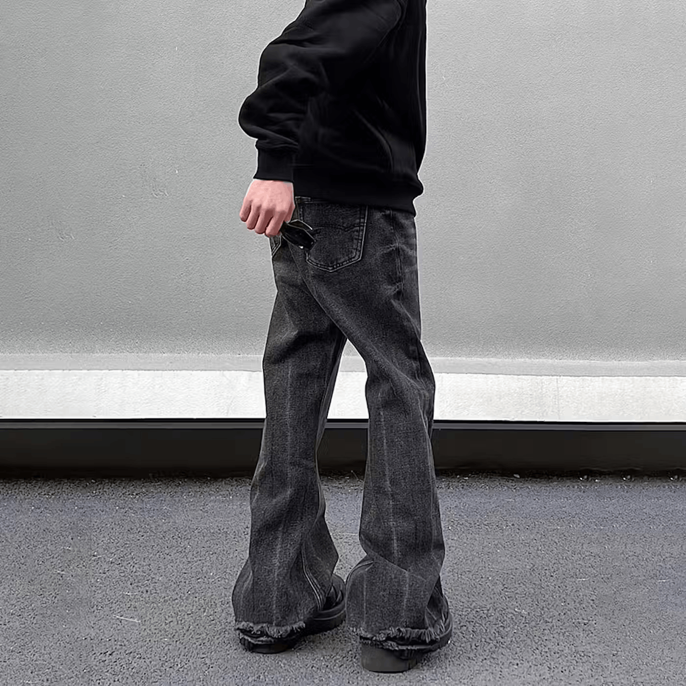 Japanese Brand × Jean Street Loose Straight Flare Black Jeans Size US 32 / EU 48 - 2 Thumbnail