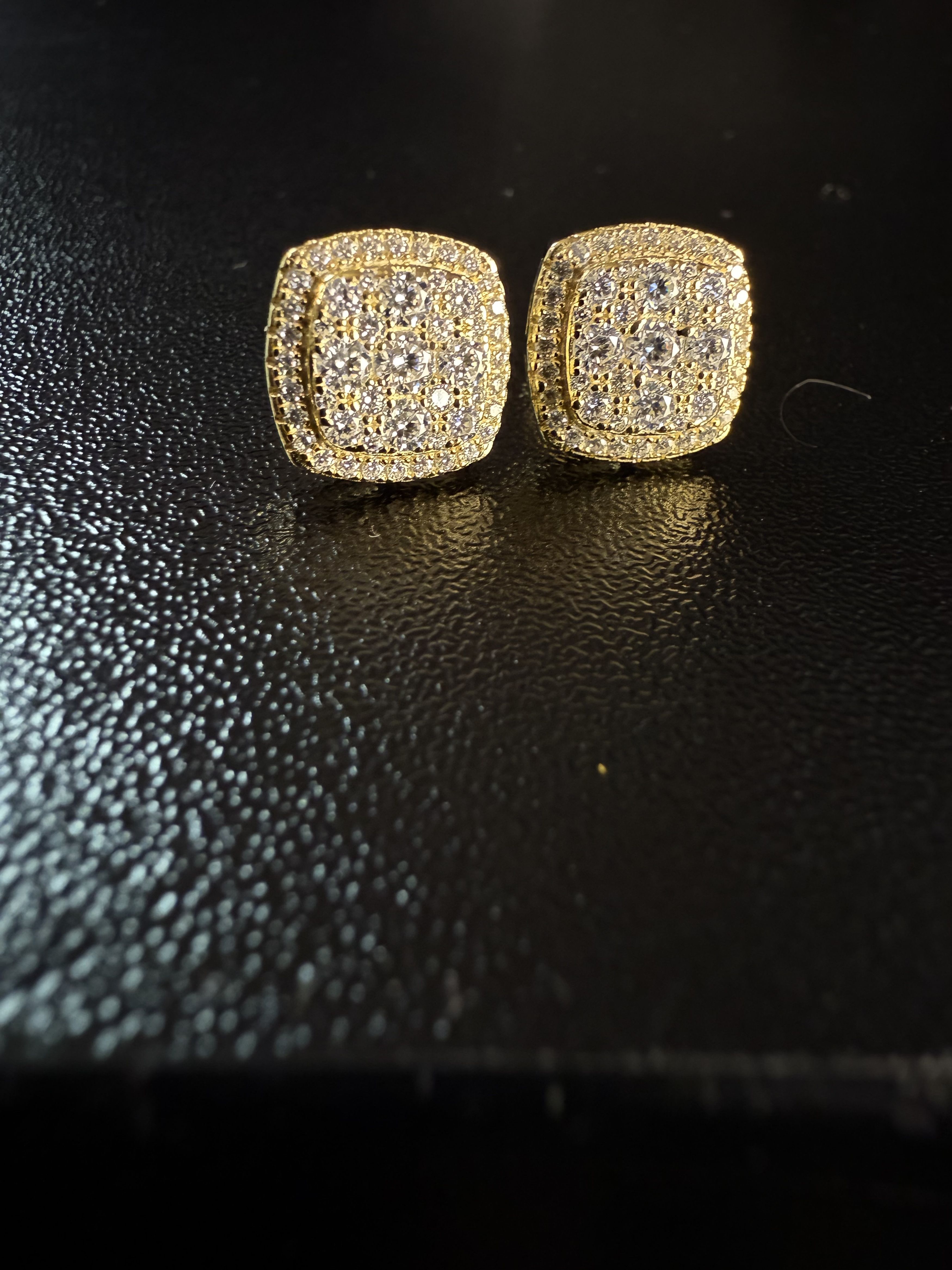 Other Square ice cross men’s Moissanite gold plated earrings Size ONE SIZE - 13 Thumbnail