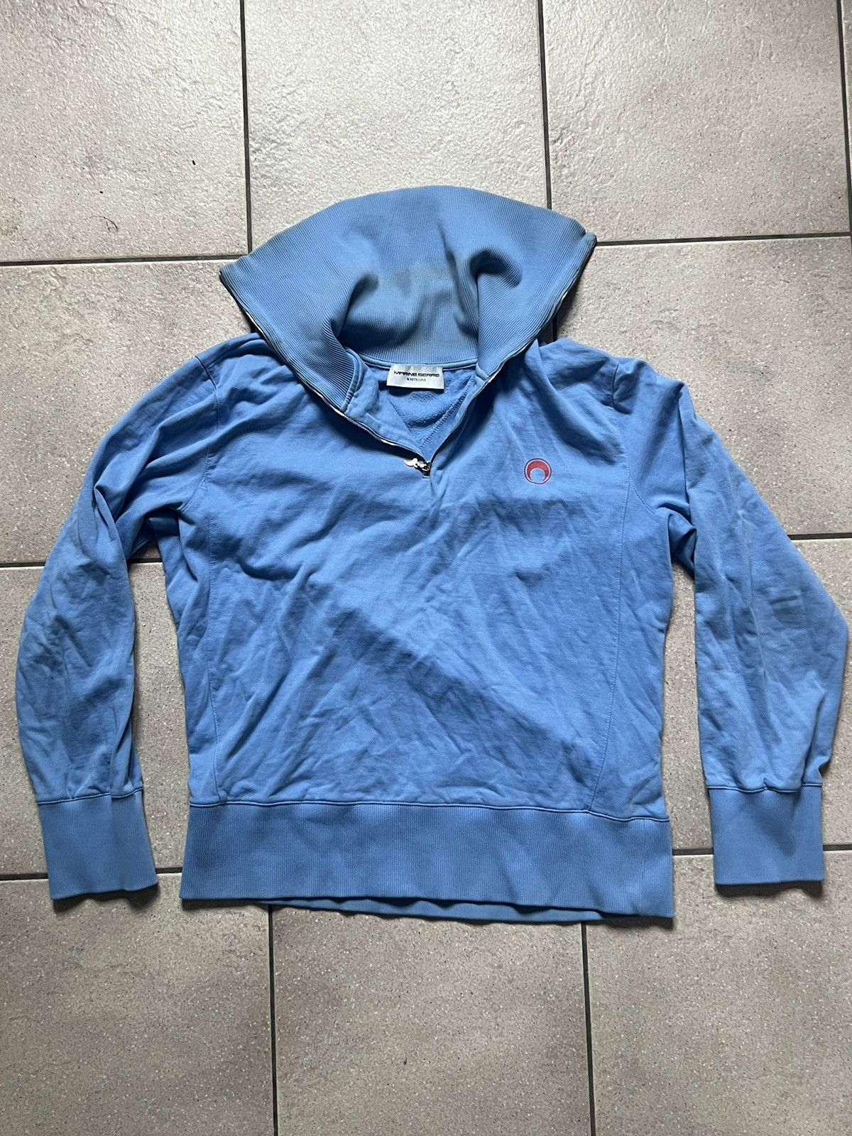 Marine Serre Marine Serre Quarter-Zip Turtleneck Sweater - Blue (Size L) Size US L / EU 52-54 / 3 - 1 Thumbnail